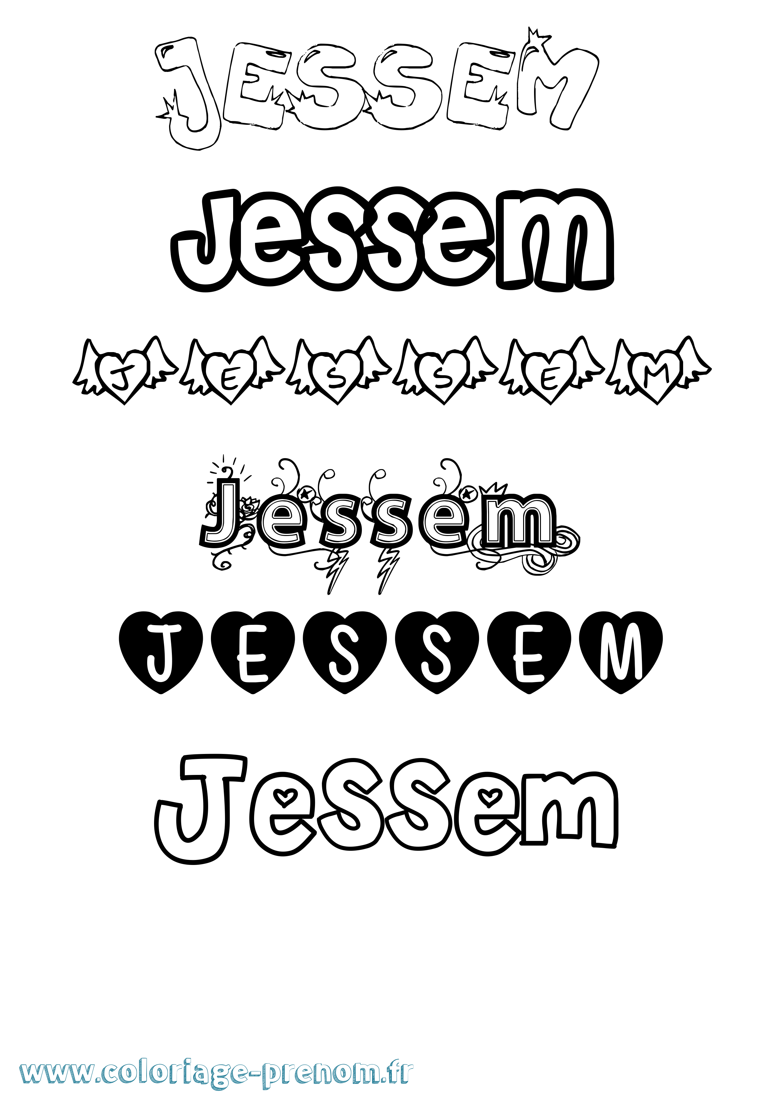 Coloriage Jessem Girly Coloriage prénom Jessem Girly