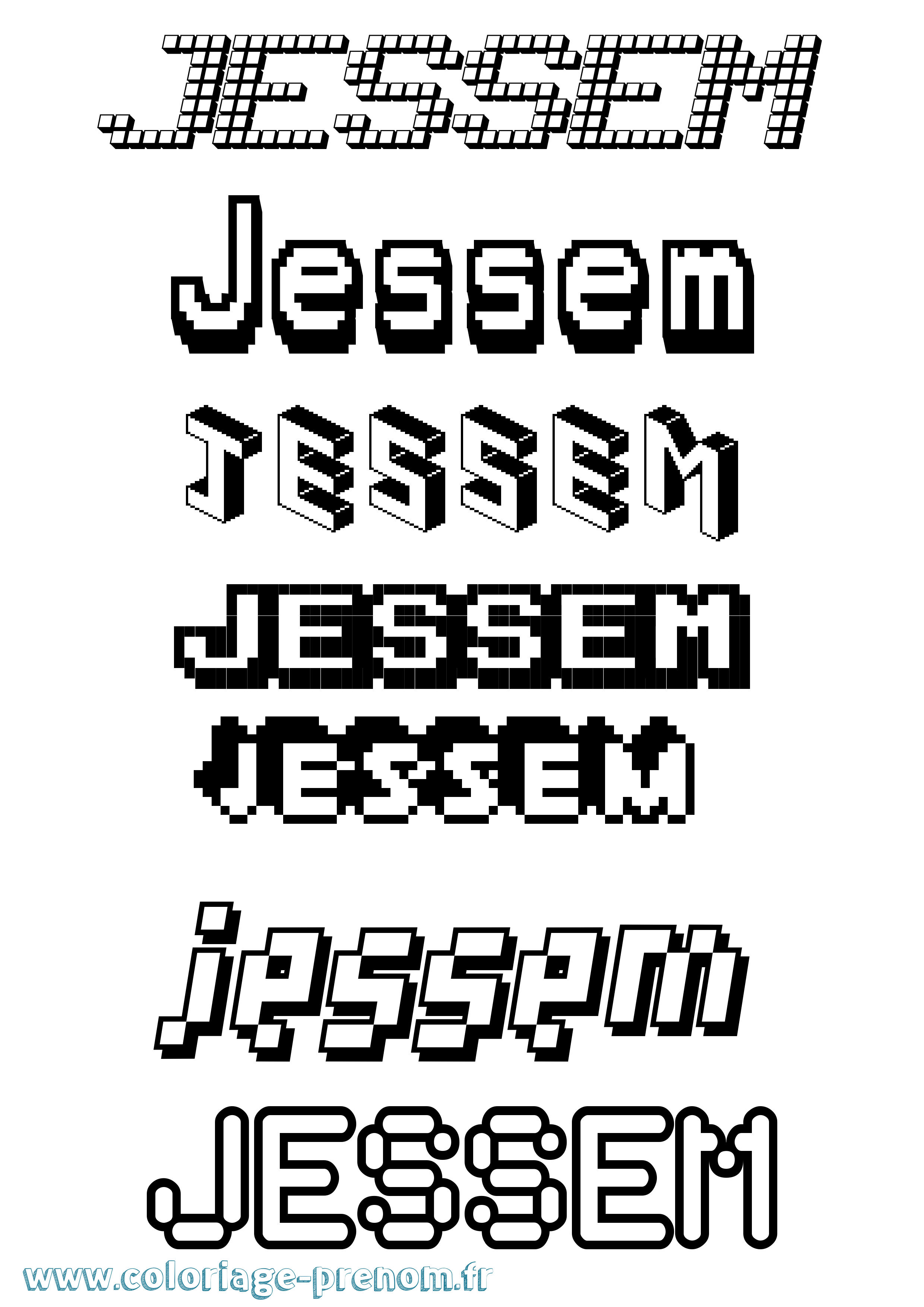 Coloriage Jessem Pixel Coloriage prénom Jessem Pixel