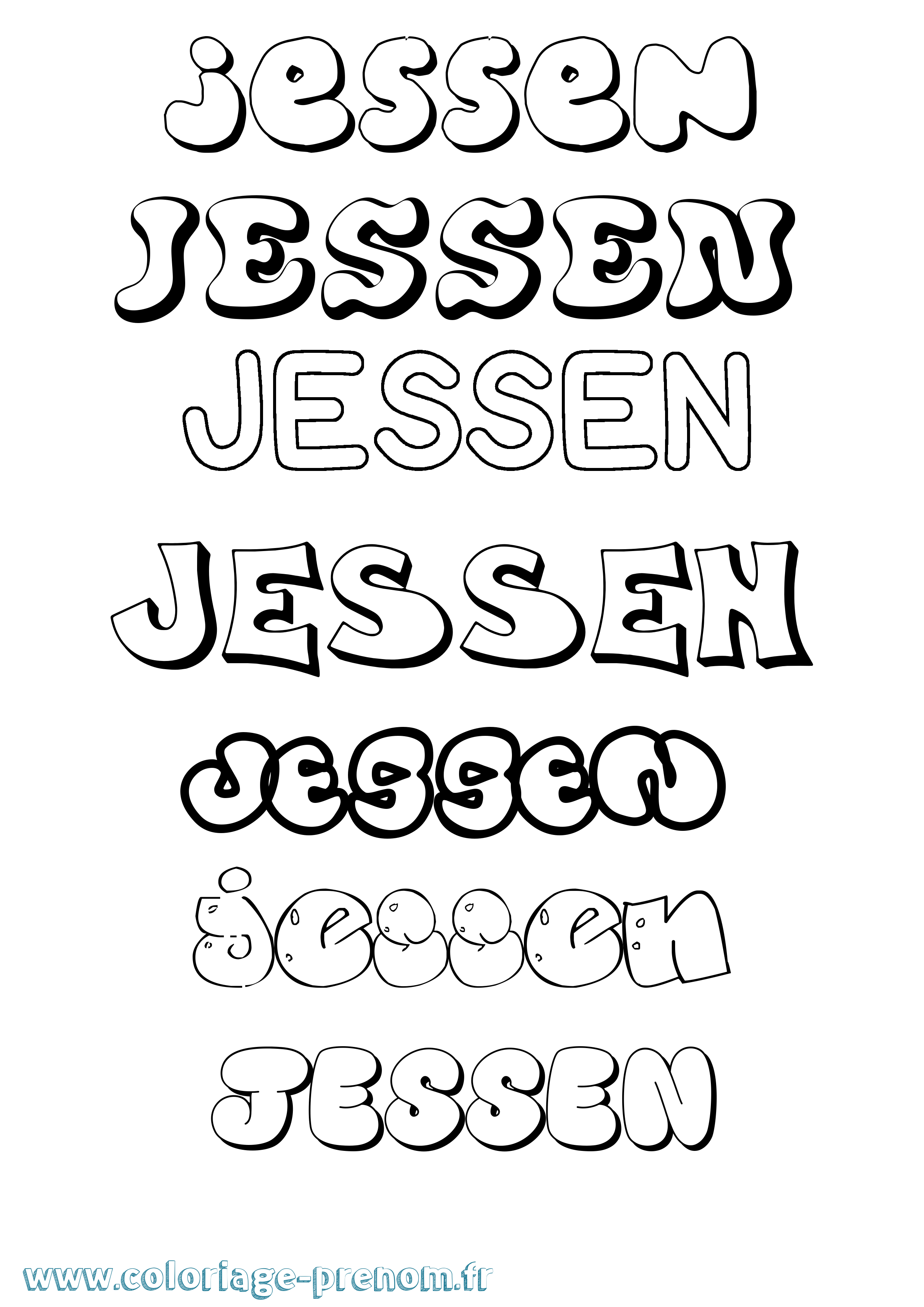 Coloriage Jessen Bubble Coloriage prénom Jessen Bubble