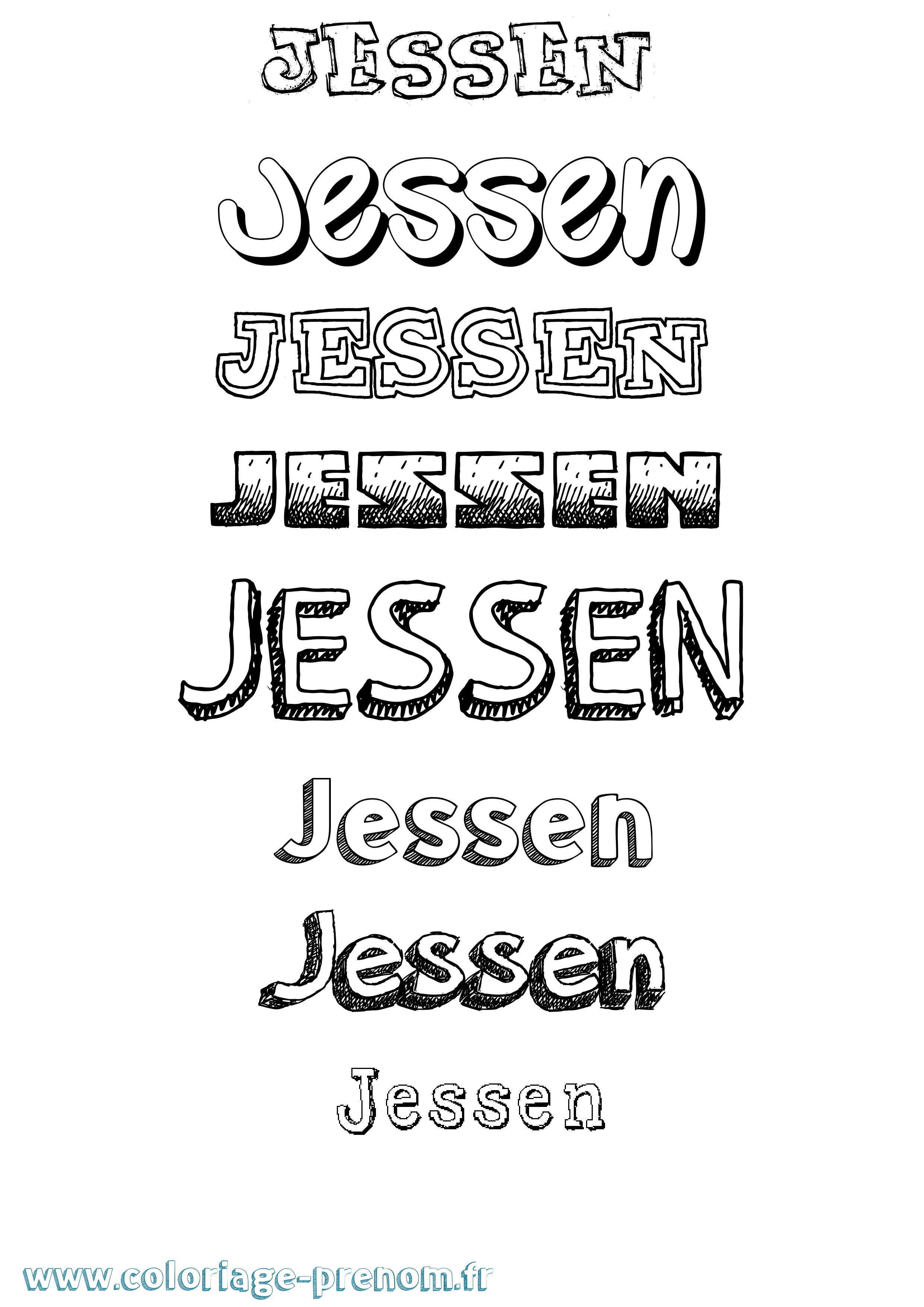 Coloriage Jessen Dessiné Coloriage prénom Jessen Dessiné