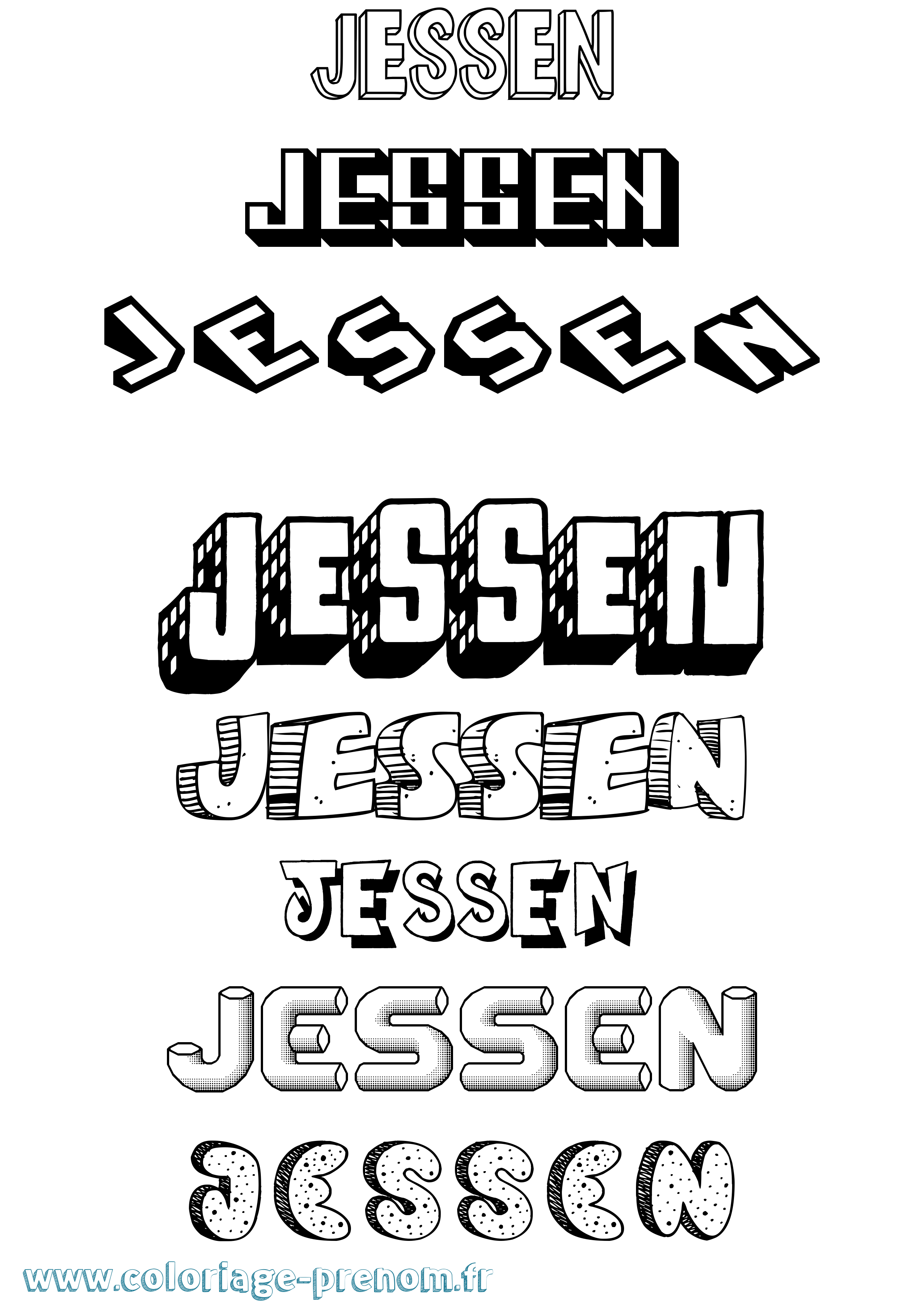 Coloriage Jessen Effet 3D Coloriage prénom Jessen Effet 3D