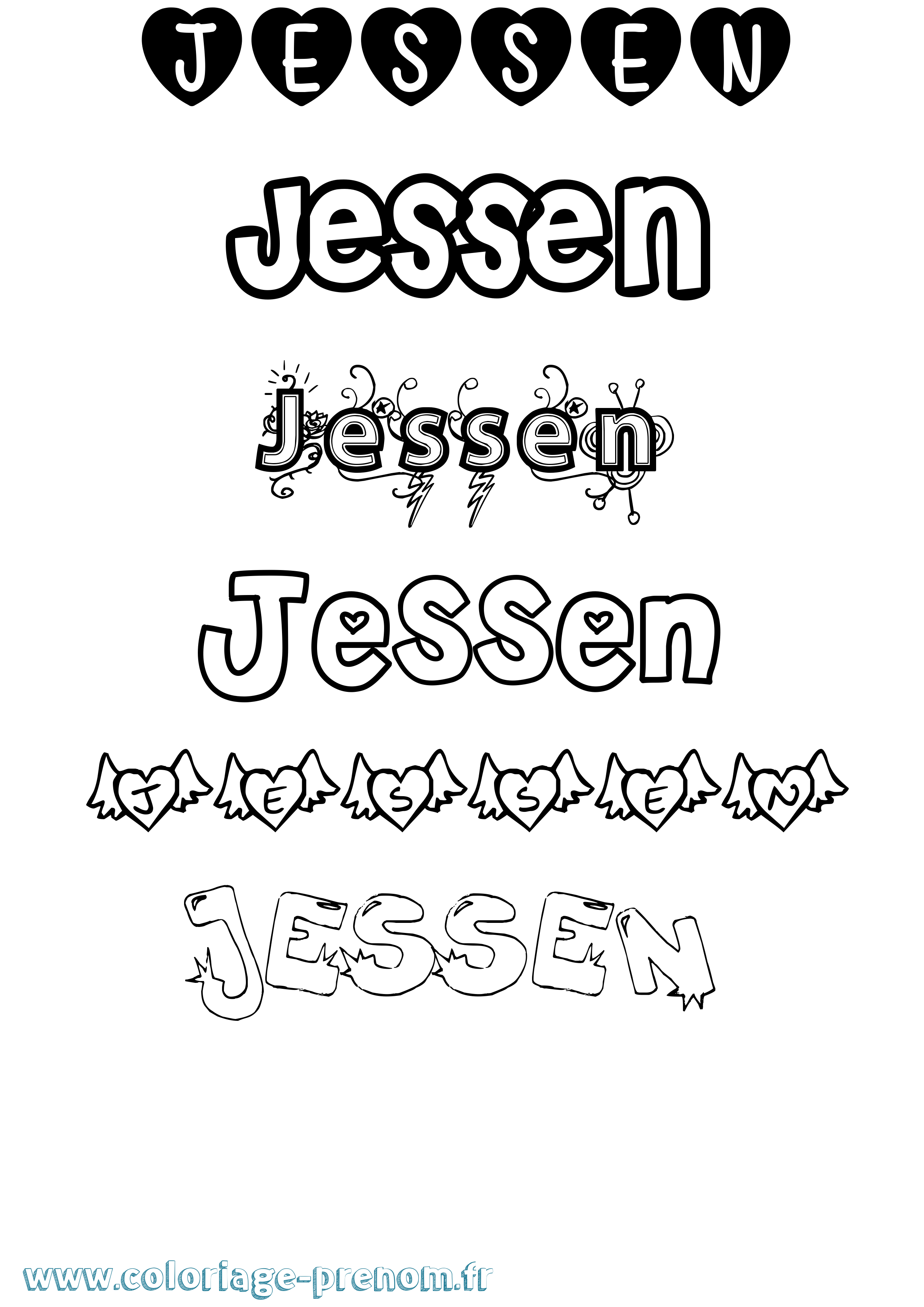 Coloriage Jessen Girly Coloriage prénom Jessen Girly