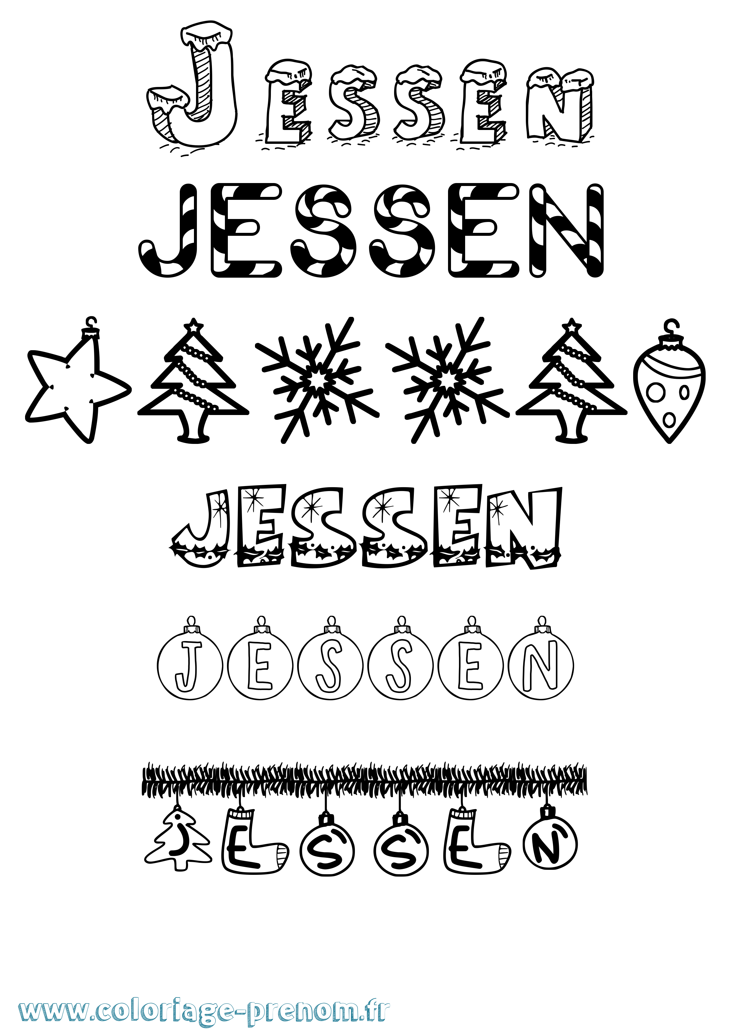 Coloriage Jessen Noël Coloriage prénom Jessen Noël