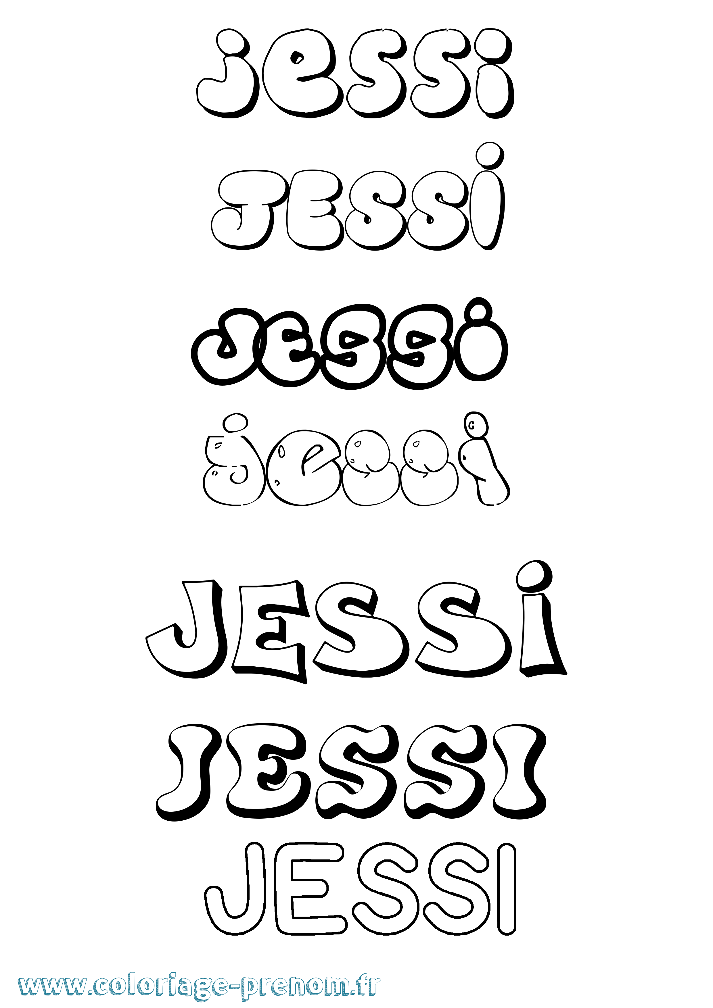 Coloriage Jessi Bubble Coloriage prénom Jessi Bubble