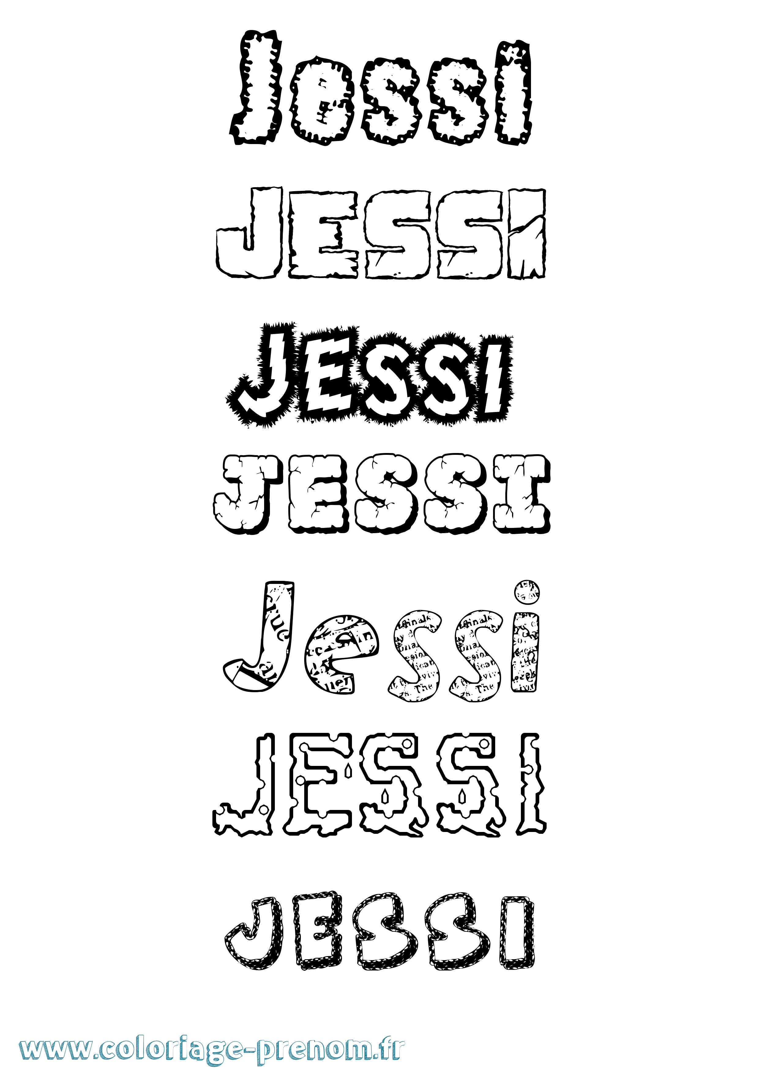 Coloriage Jessi Destructuré Coloriage prénom Jessi Destructuré