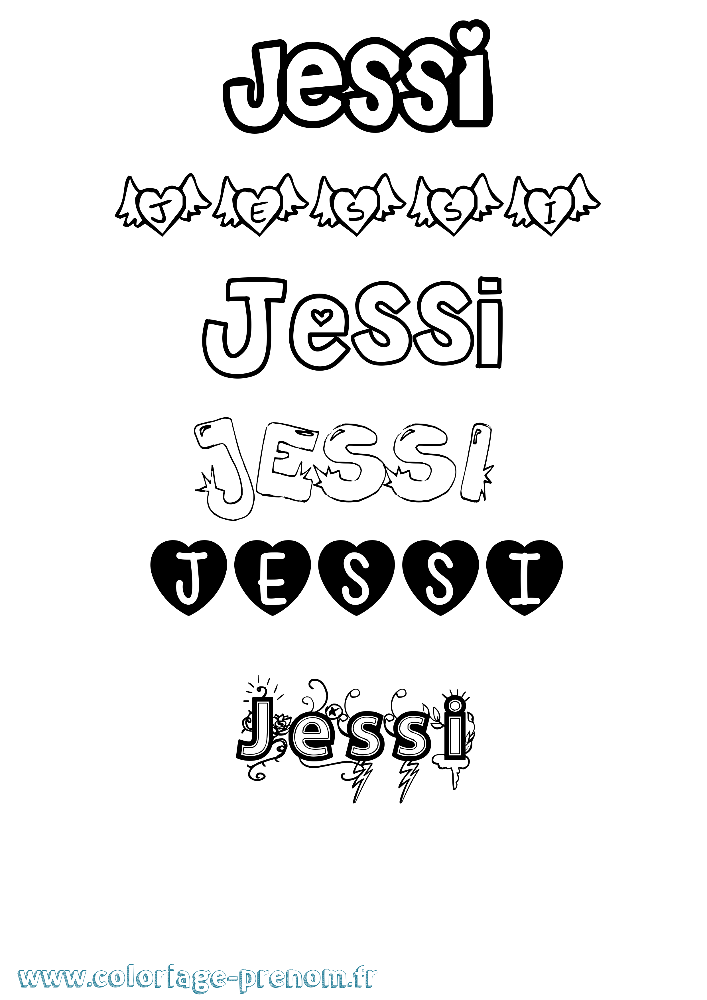 Coloriage Jessi Girly Coloriage prénom Jessi Girly