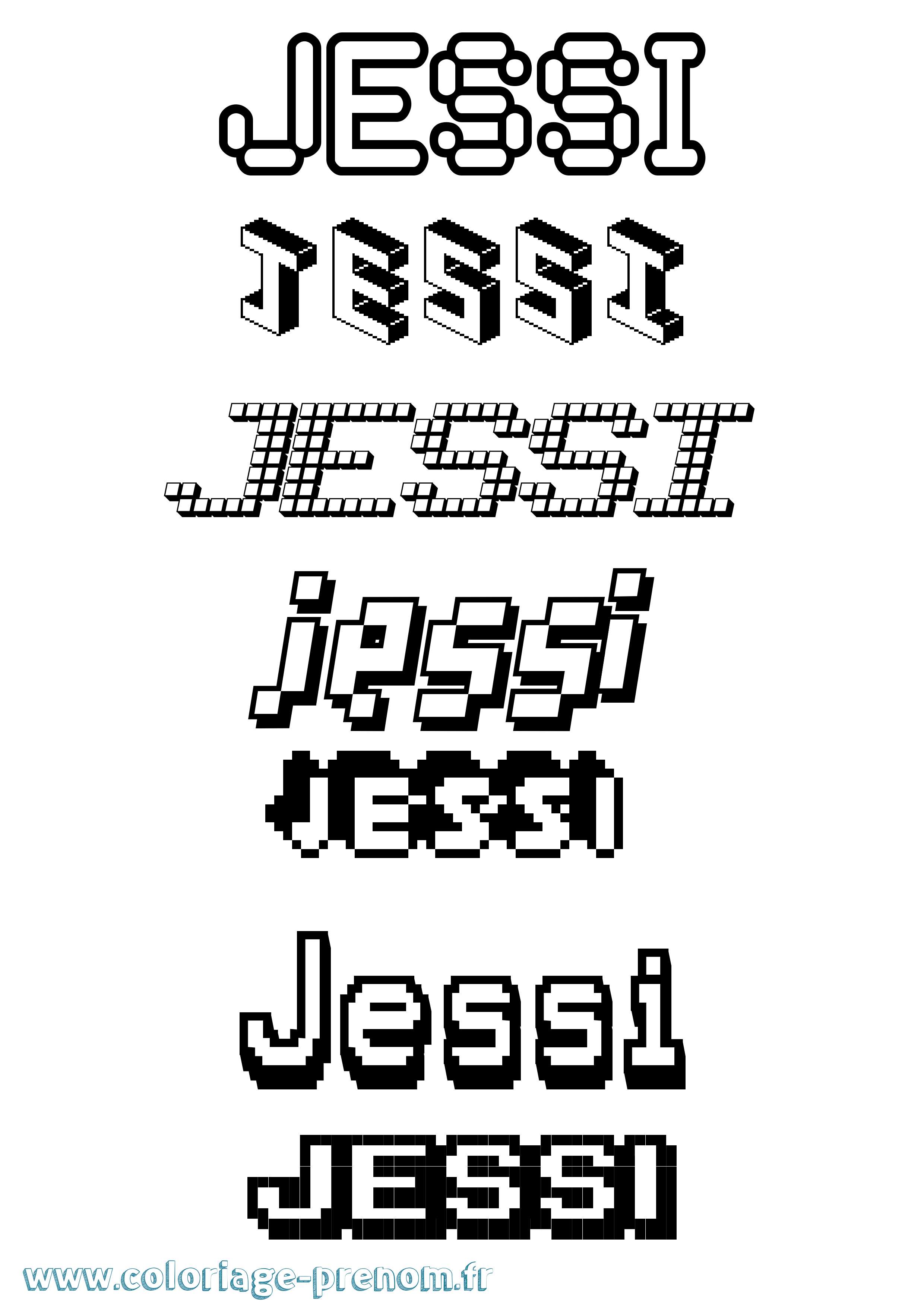 Coloriage Jessi Pixel Coloriage prénom Jessi Pixel