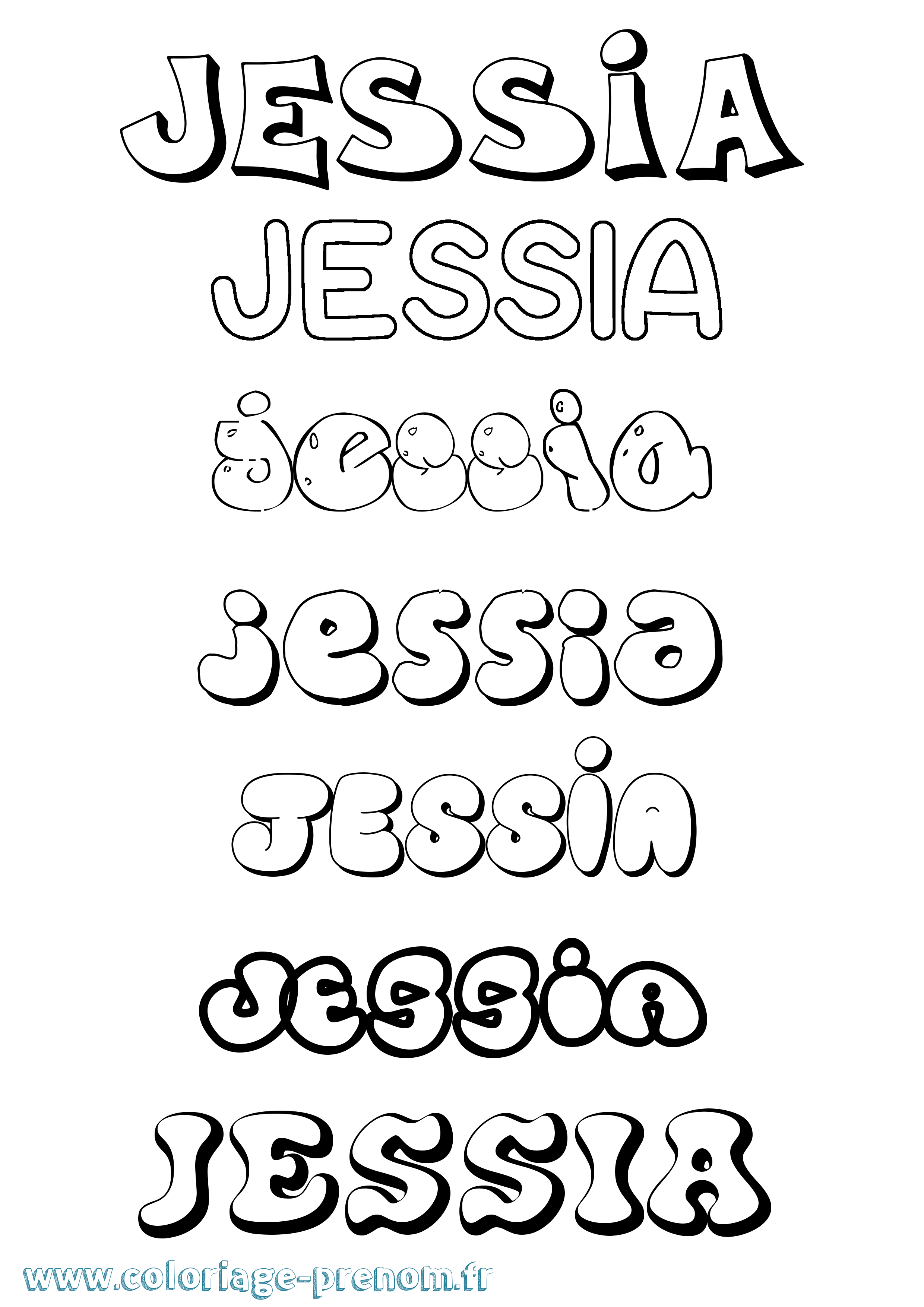 Coloriage Jessia Bubble Coloriage prénom Jessia Bubble