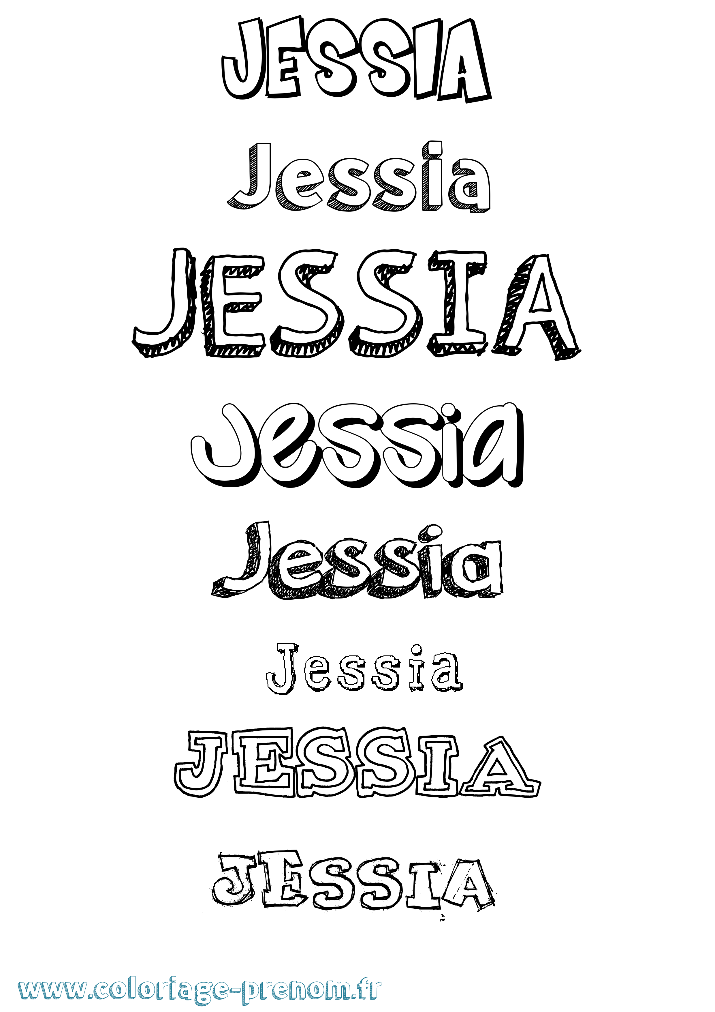 Coloriage Jessia Dessiné Coloriage prénom Jessia Dessiné