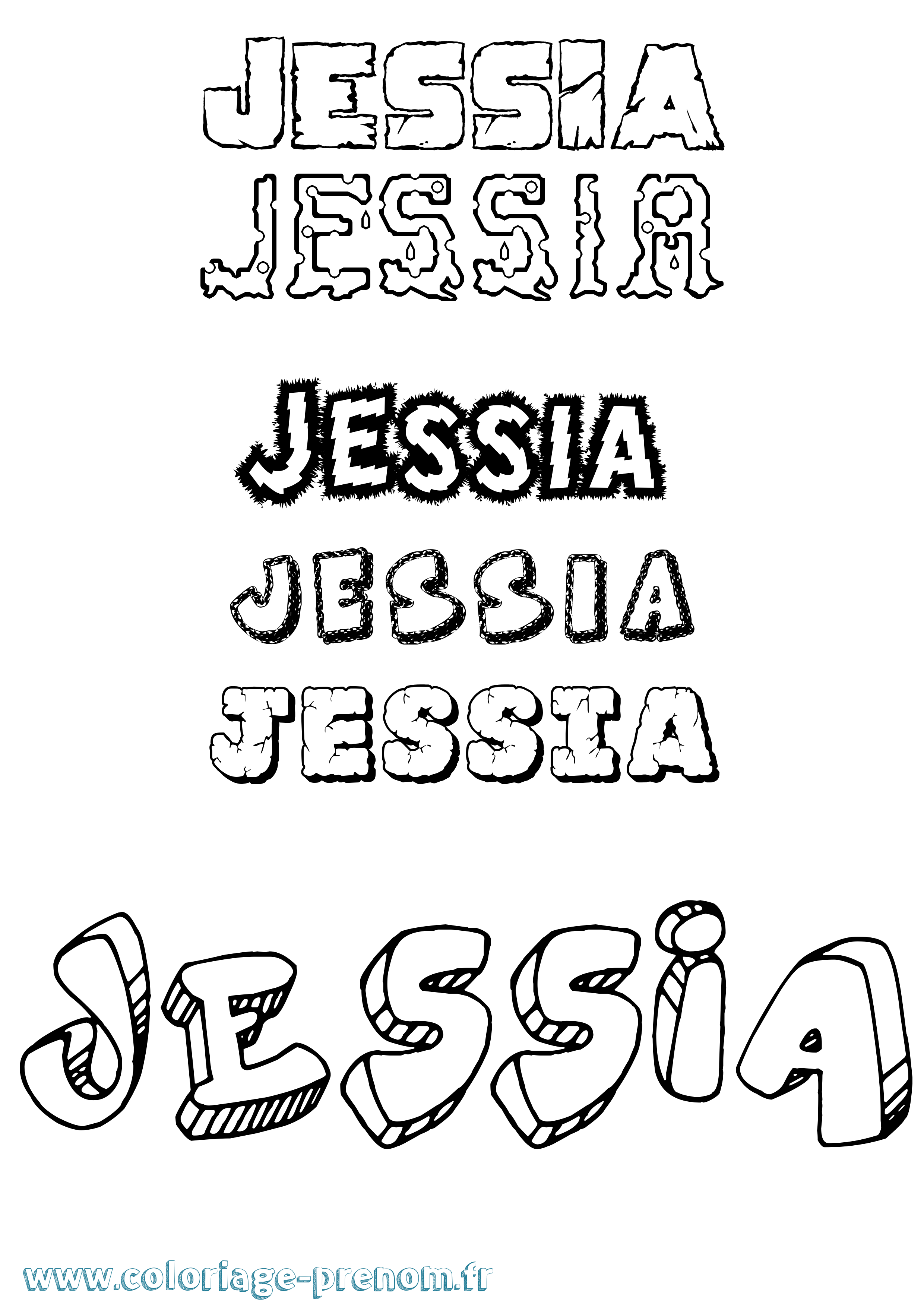Coloriage Jessia Destructuré Coloriage prénom Jessia Destructuré