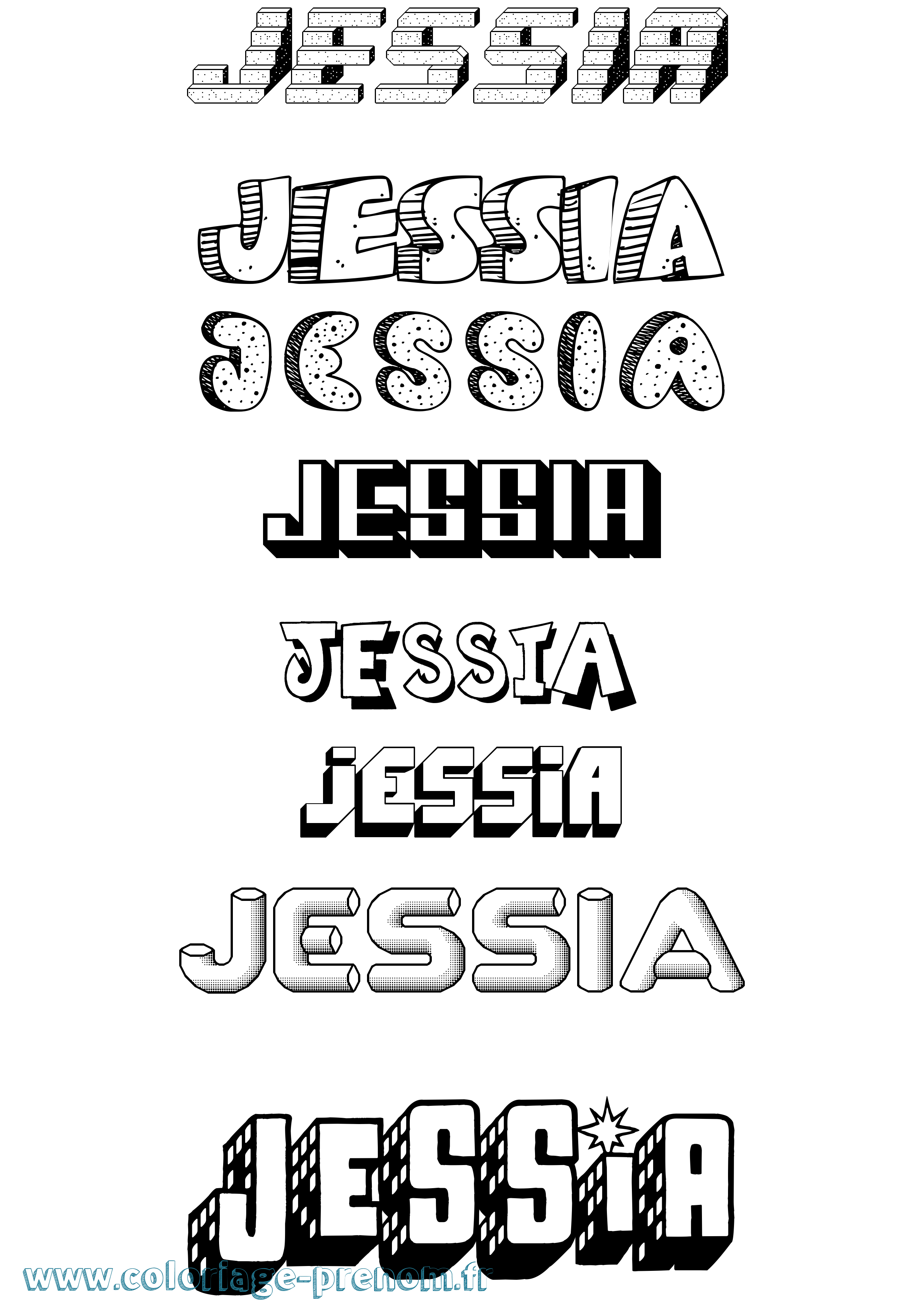 Coloriage Jessia Effet 3D Coloriage prénom Jessia Effet 3D