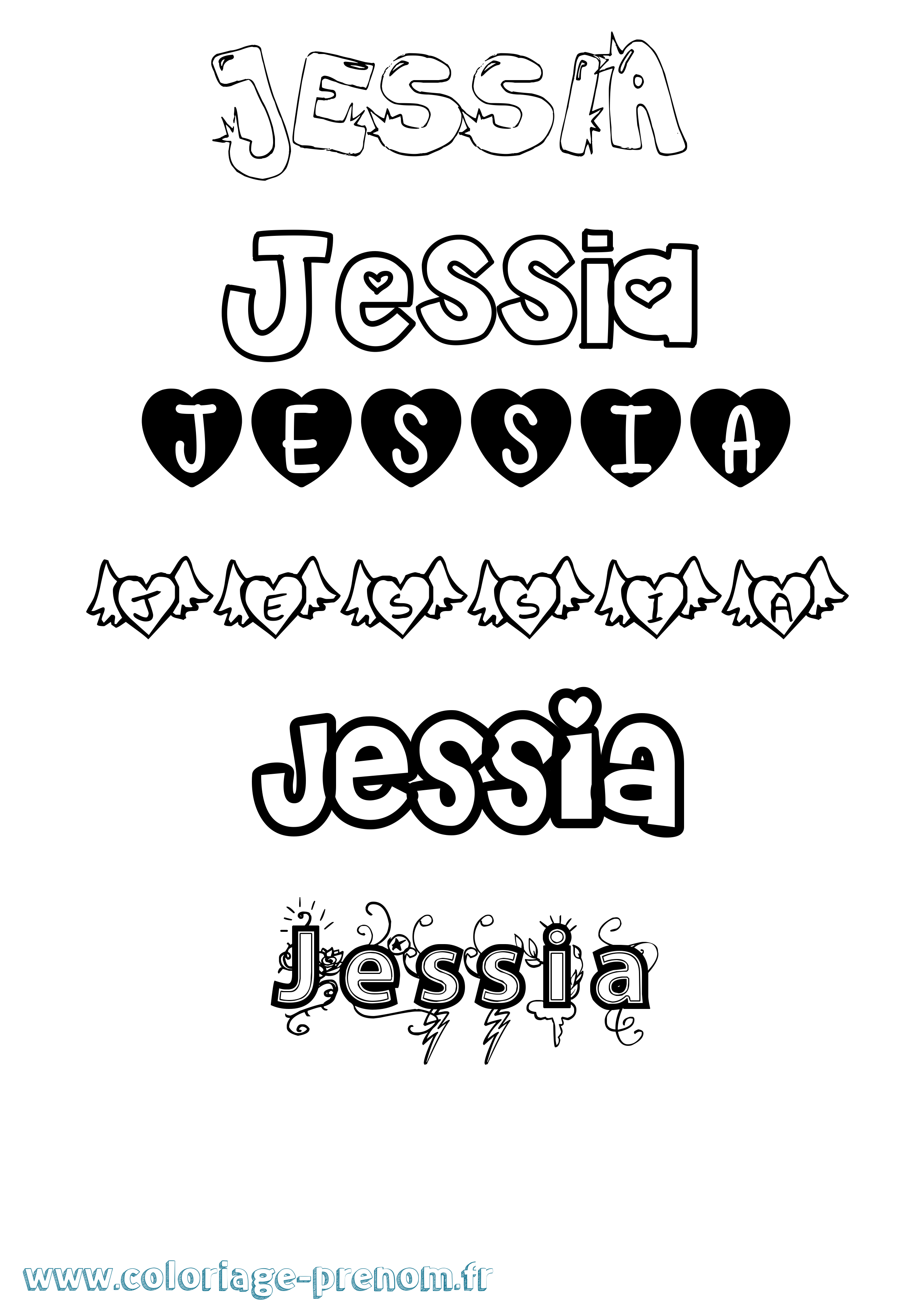 Coloriage Jessia Girly Coloriage prénom Jessia Girly