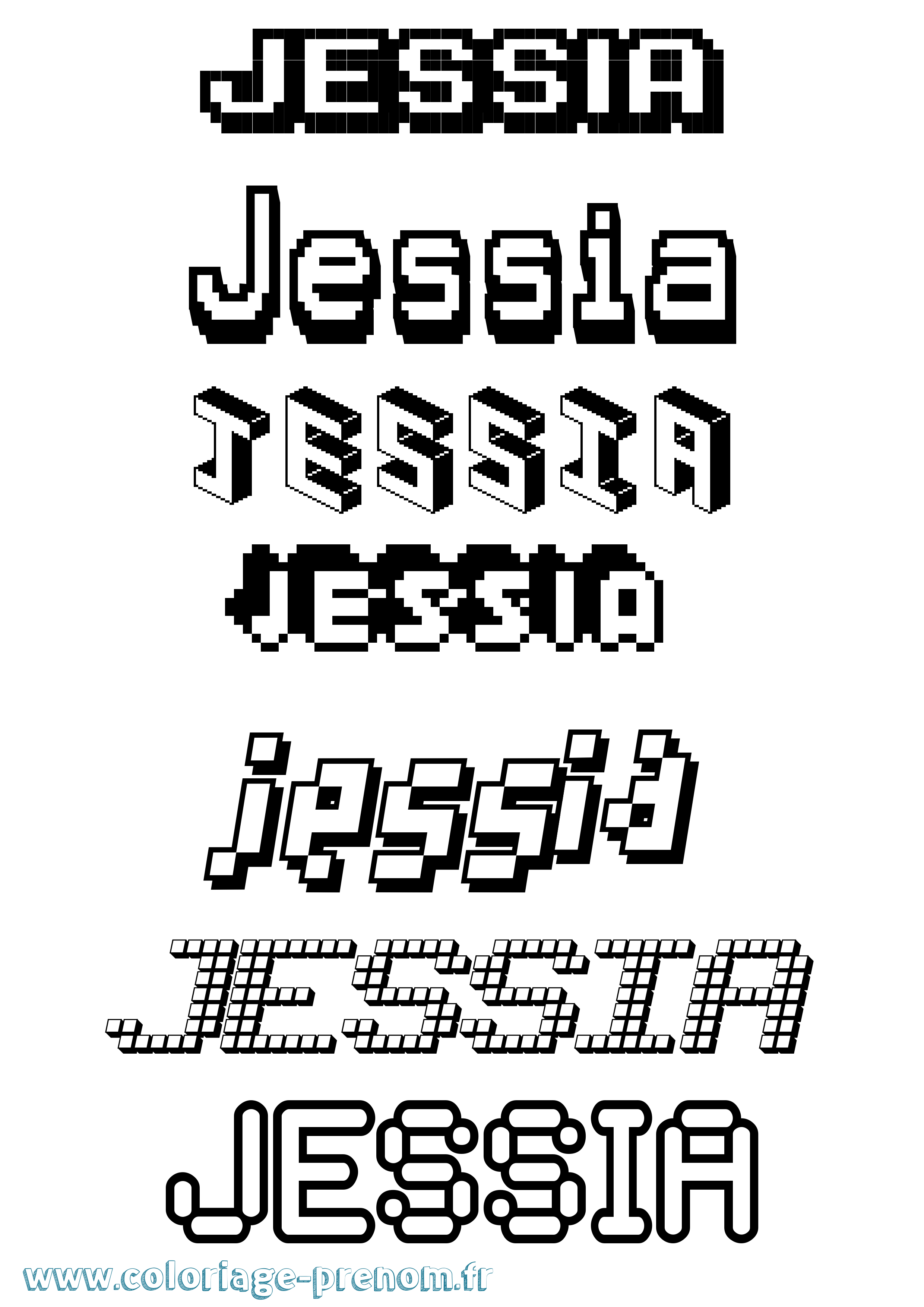 Coloriage Jessia Pixel Coloriage prénom Jessia Pixel
