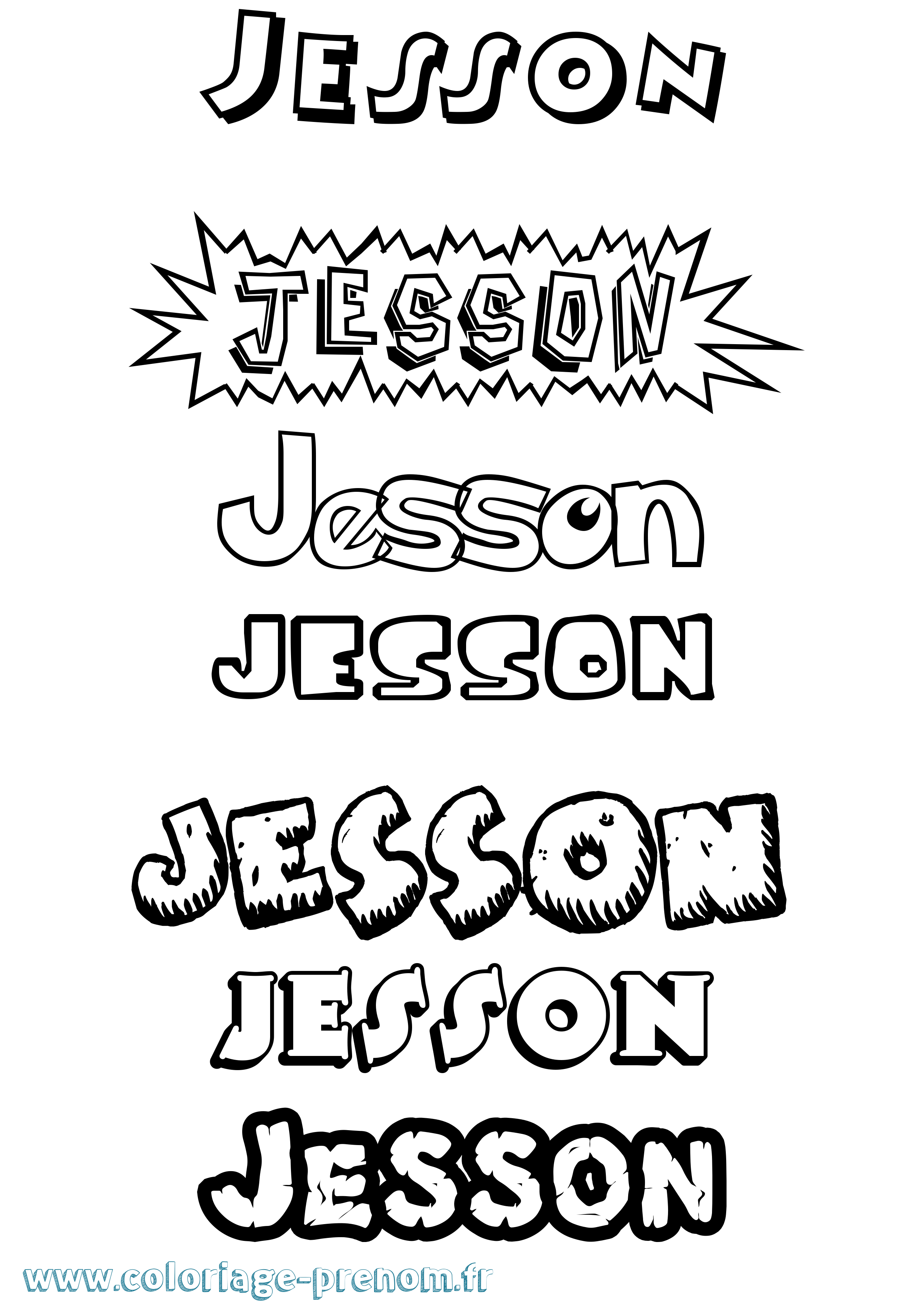 Coloriage Jesson Dessin Animé Coloriage prénom Jesson Dessin Animé