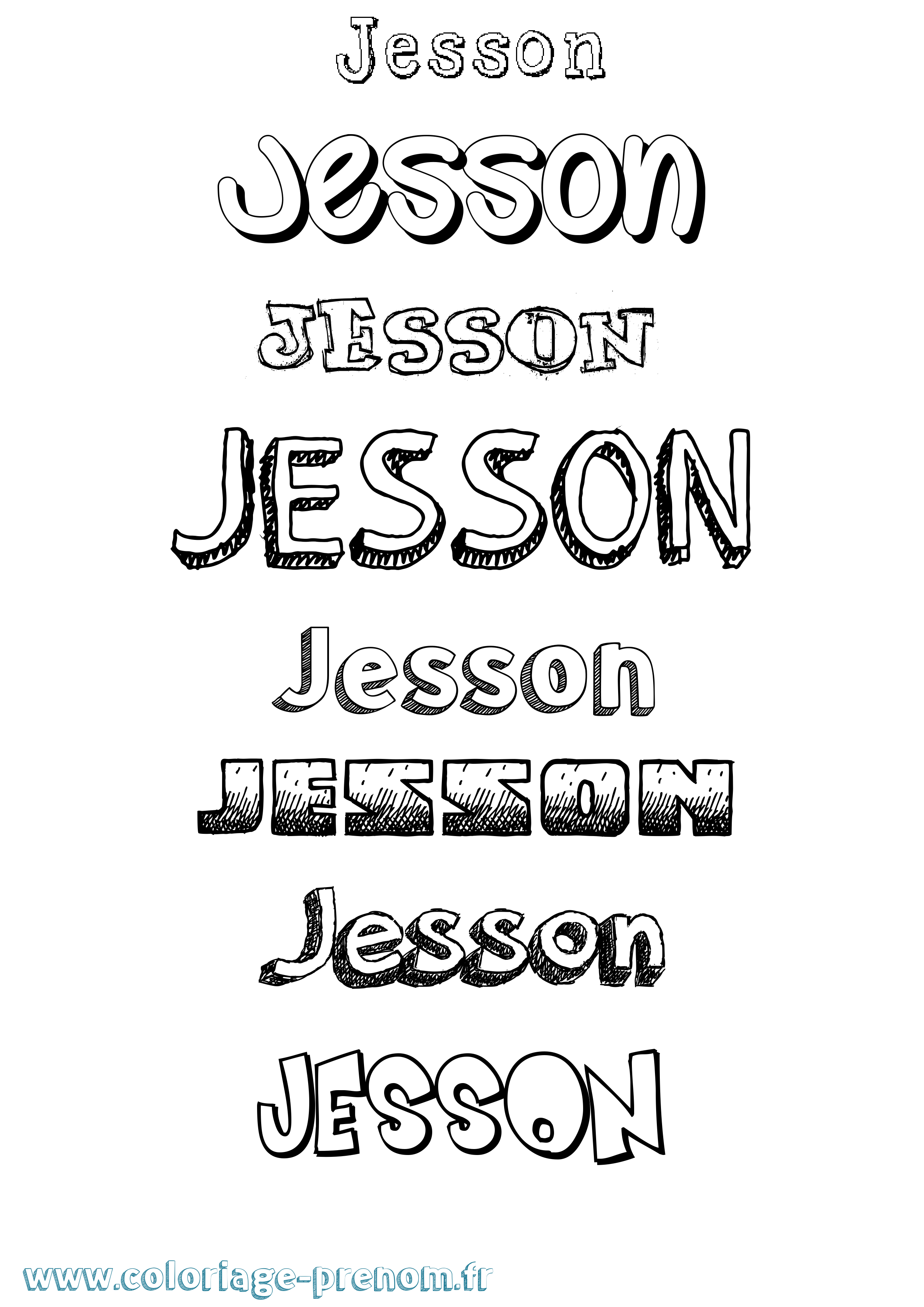 Coloriage Jesson Dessiné Coloriage prénom Jesson Dessiné