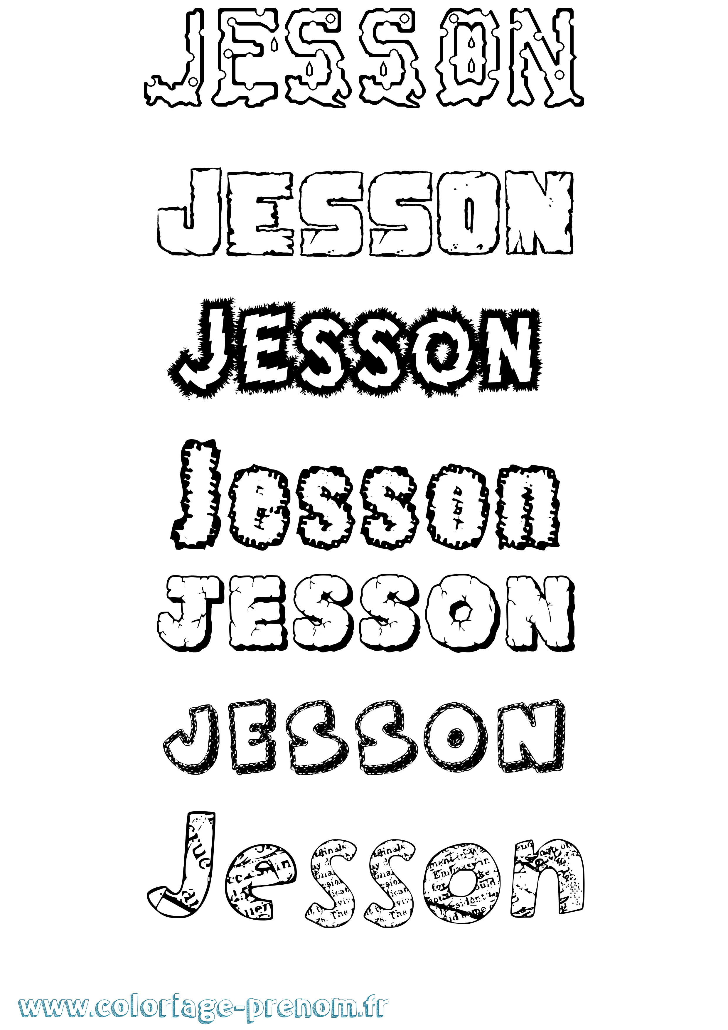 Coloriage Jesson Destructuré Coloriage prénom Jesson Destructuré