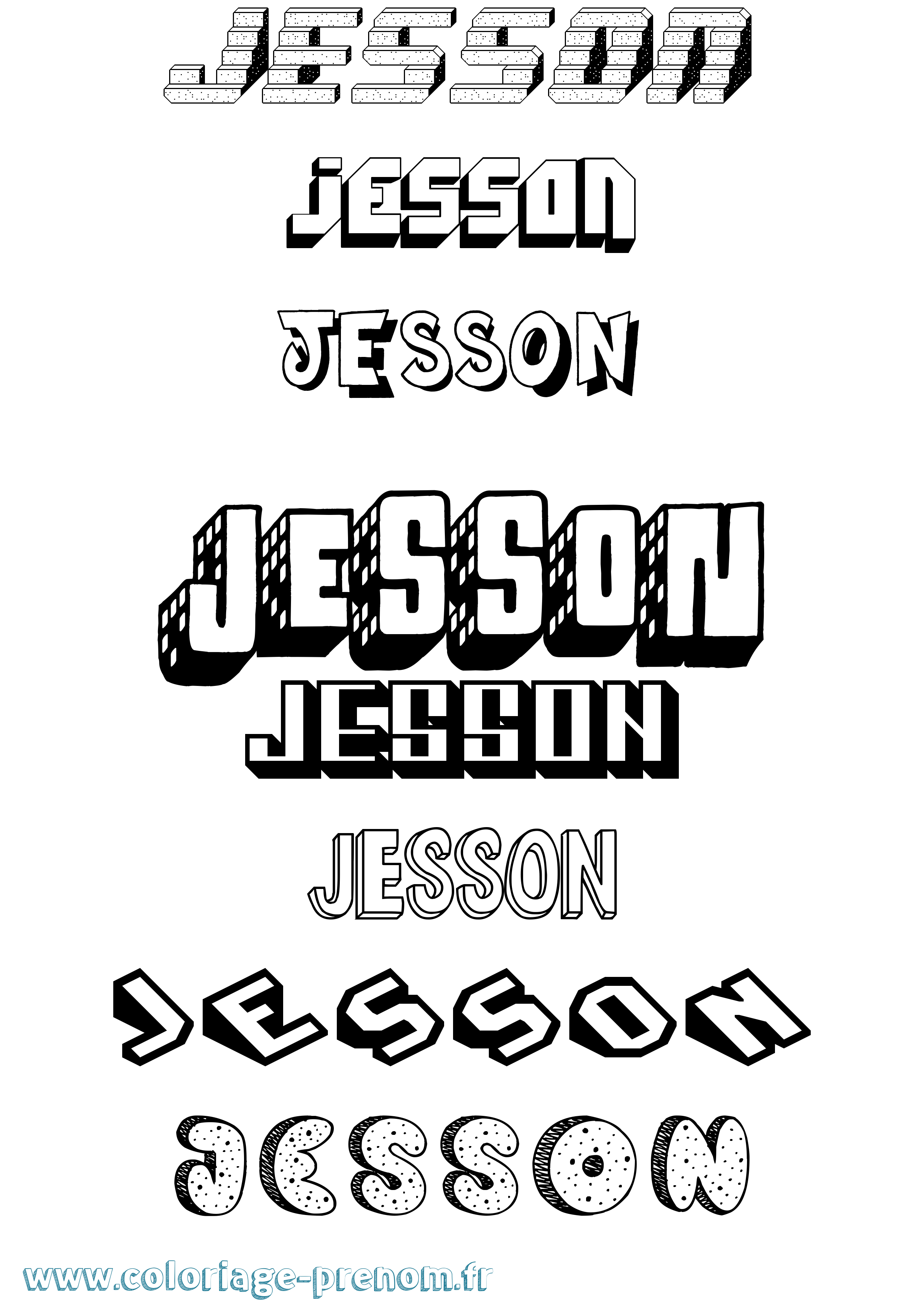 Coloriage Jesson Effet 3D Coloriage prénom Jesson Effet 3D