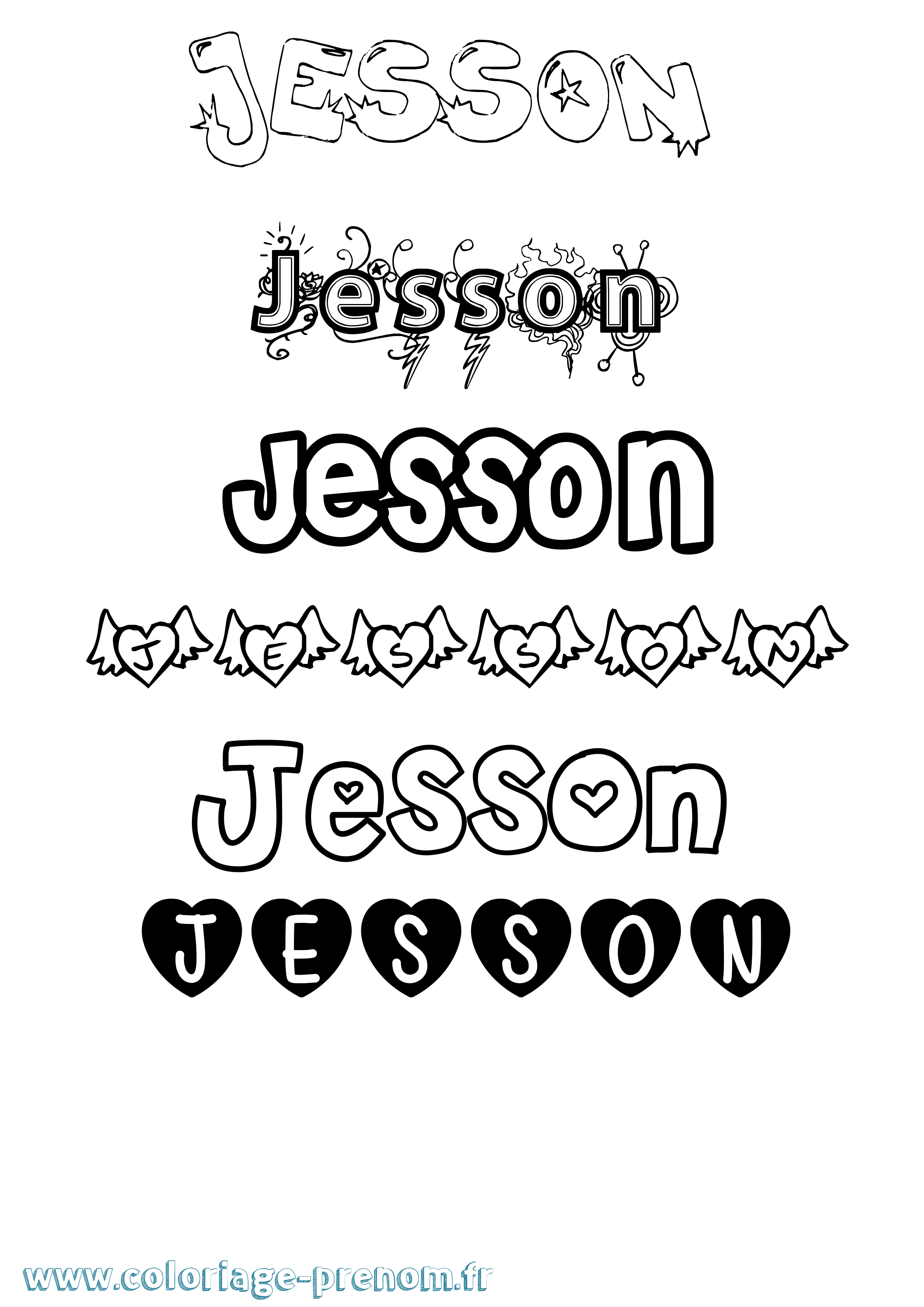 Coloriage Jesson Girly Coloriage prénom Jesson Girly