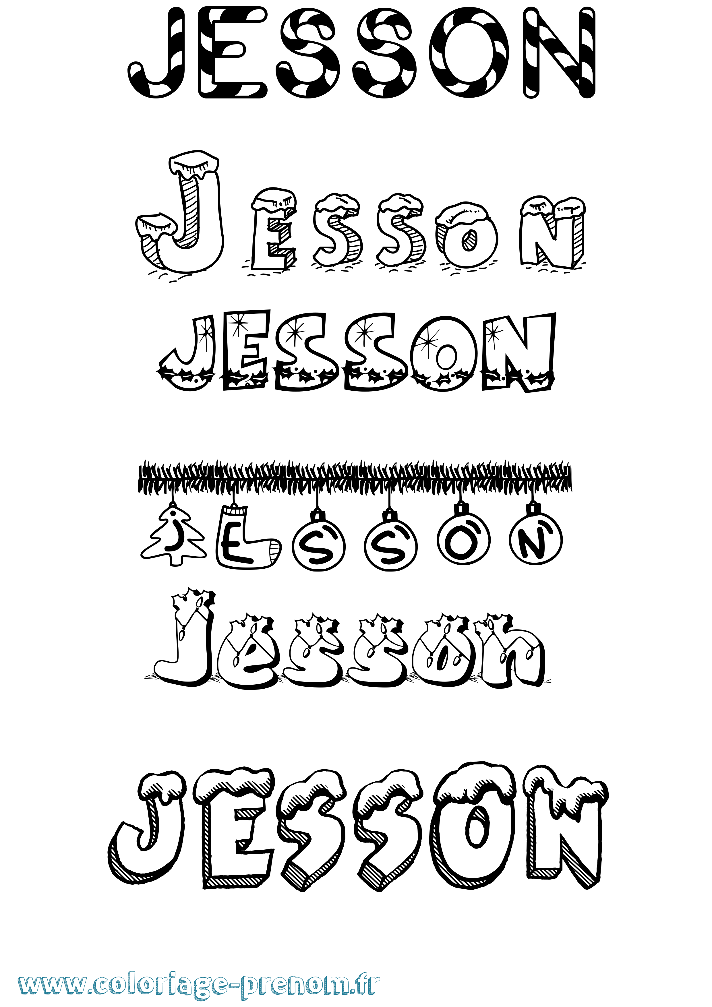 Coloriage Jesson Noël Coloriage prénom Jesson Noël
