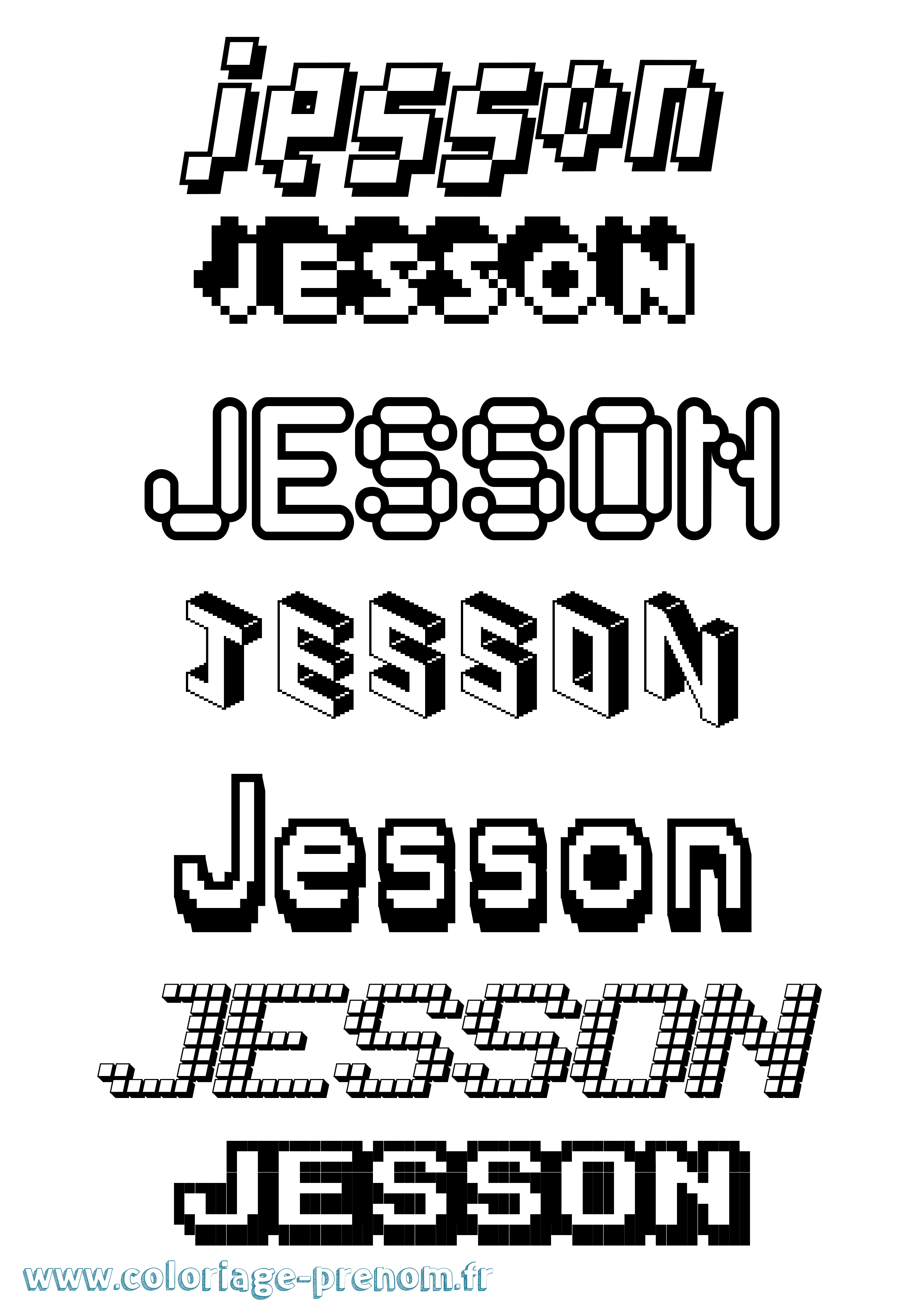 Coloriage Jesson Pixel Coloriage prénom Jesson Pixel