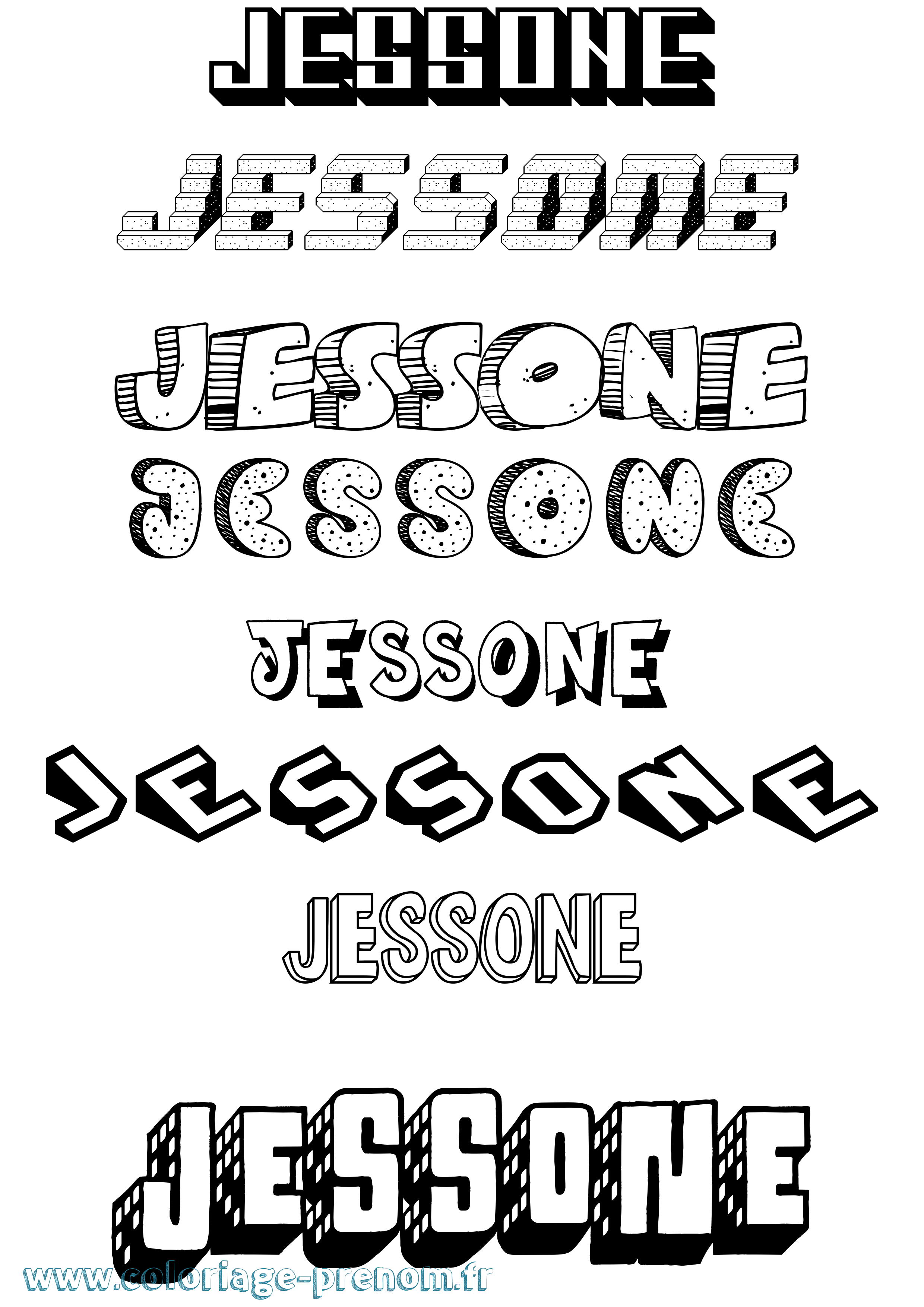 Coloriage Jessone Effet 3D Coloriage prénom Jessone Effet 3D