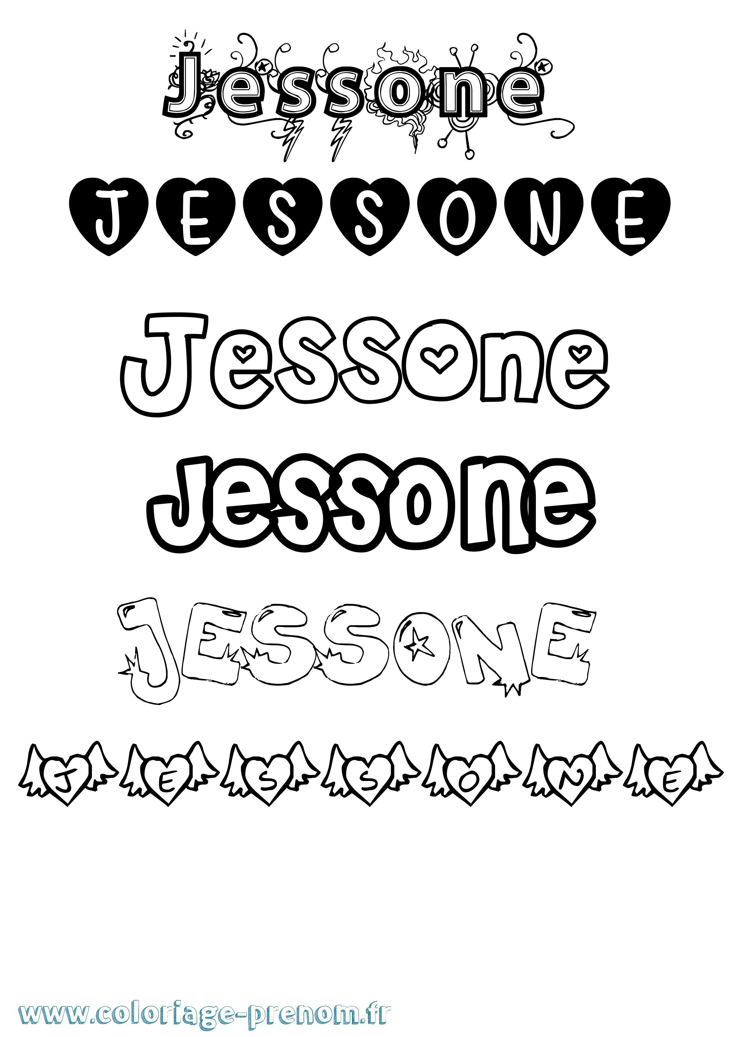 Coloriage Jessone Girly Coloriage prénom Jessone Girly