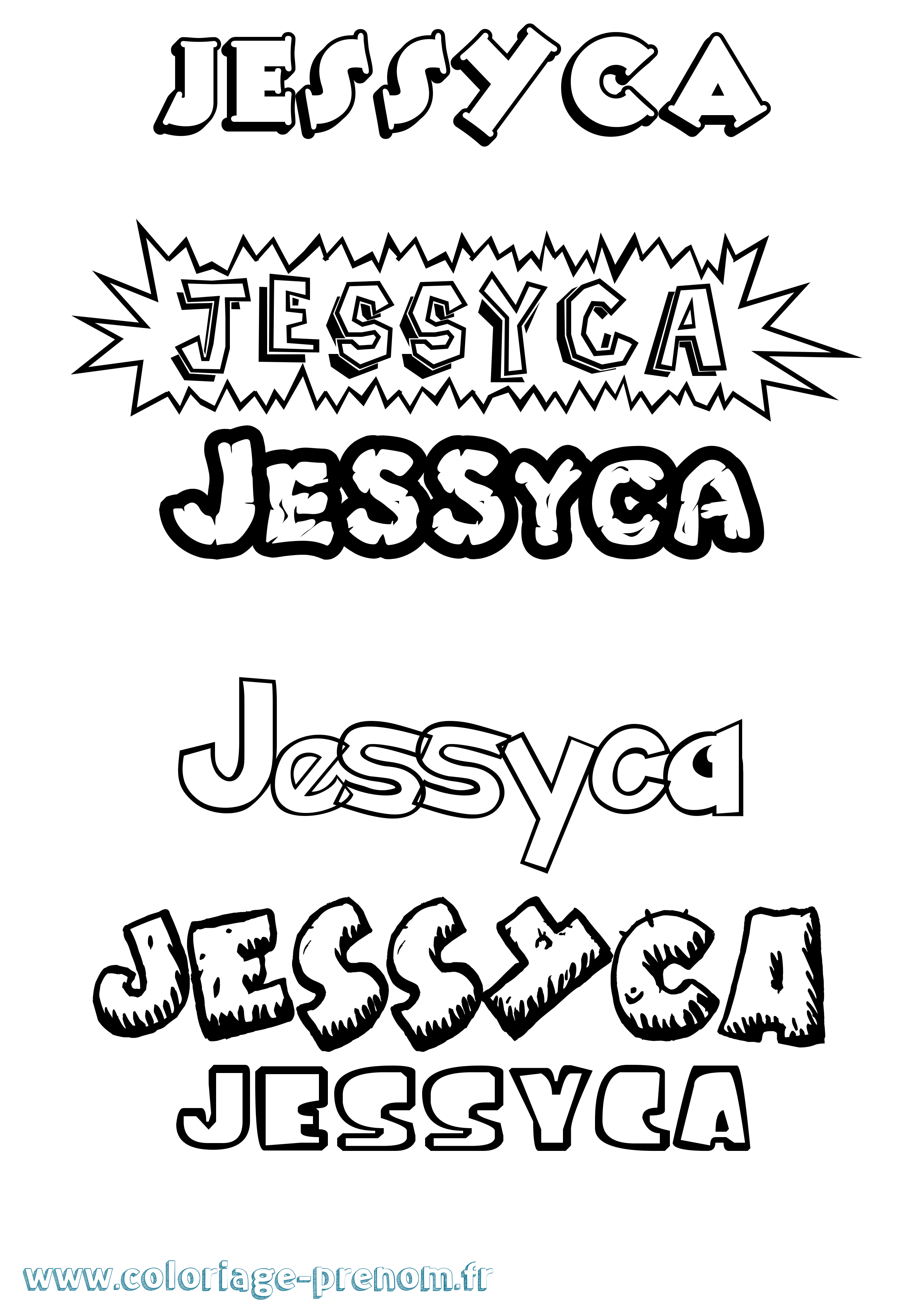 Coloriage Jessyca Dessin Animé Coloriage prénom Jessyca Dessin Animé