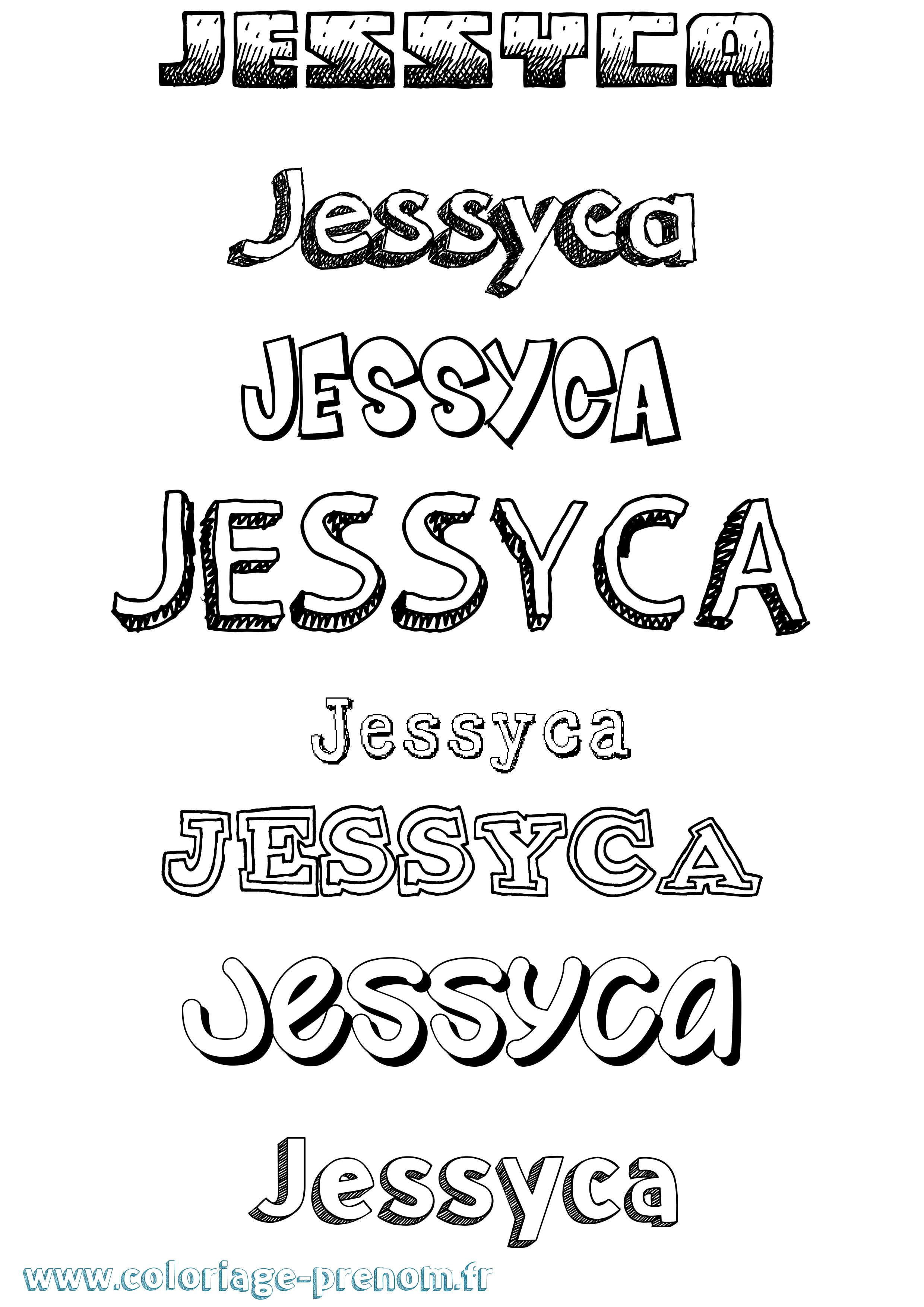 Coloriage Jessyca Dessiné Coloriage prénom Jessyca Dessiné