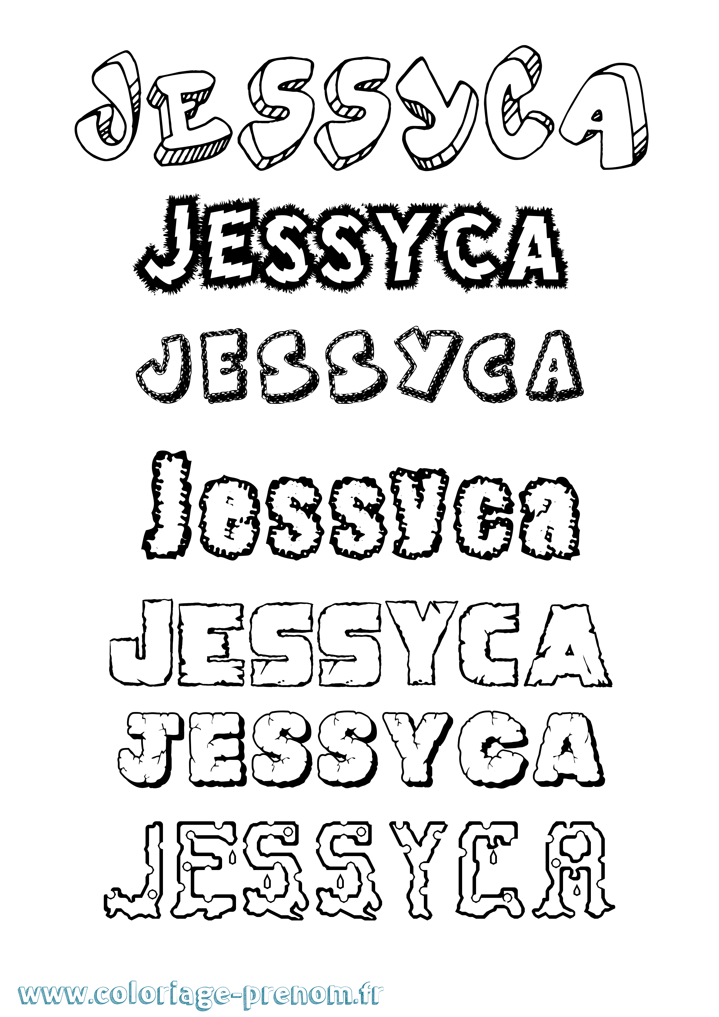 Coloriage Jessyca Destructuré Coloriage prénom Jessyca Destructuré