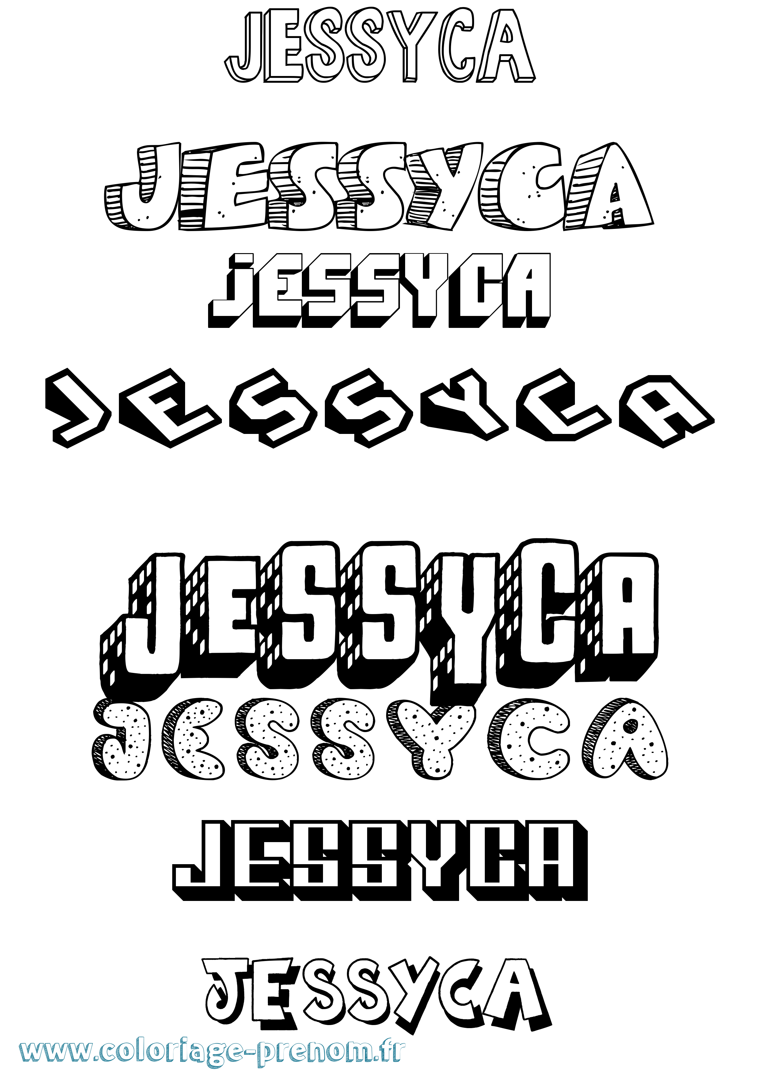 Coloriage Jessyca Effet 3D Coloriage prénom Jessyca Effet 3D