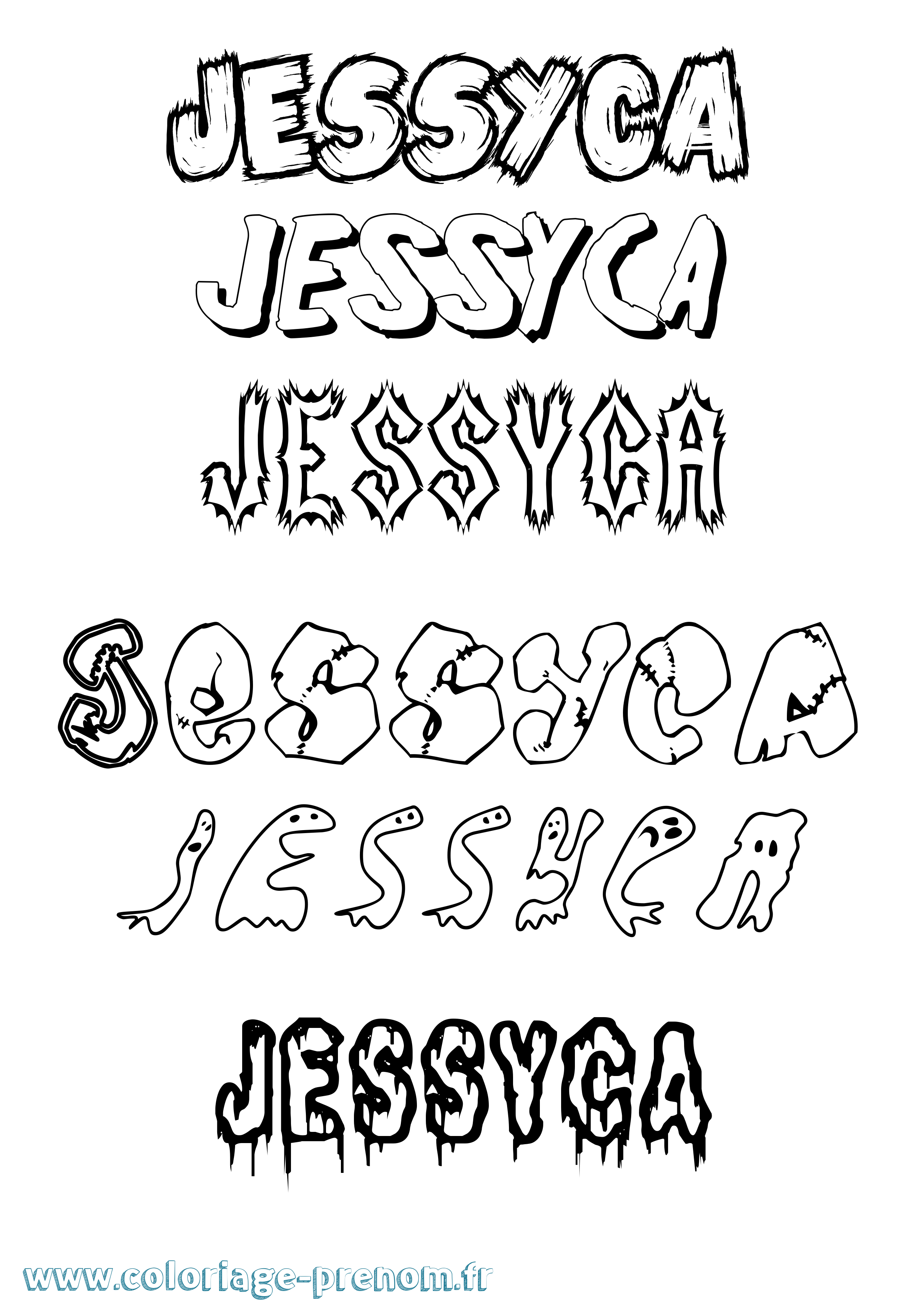 Coloriage Jessyca Frisson Coloriage prénom Jessyca Frisson