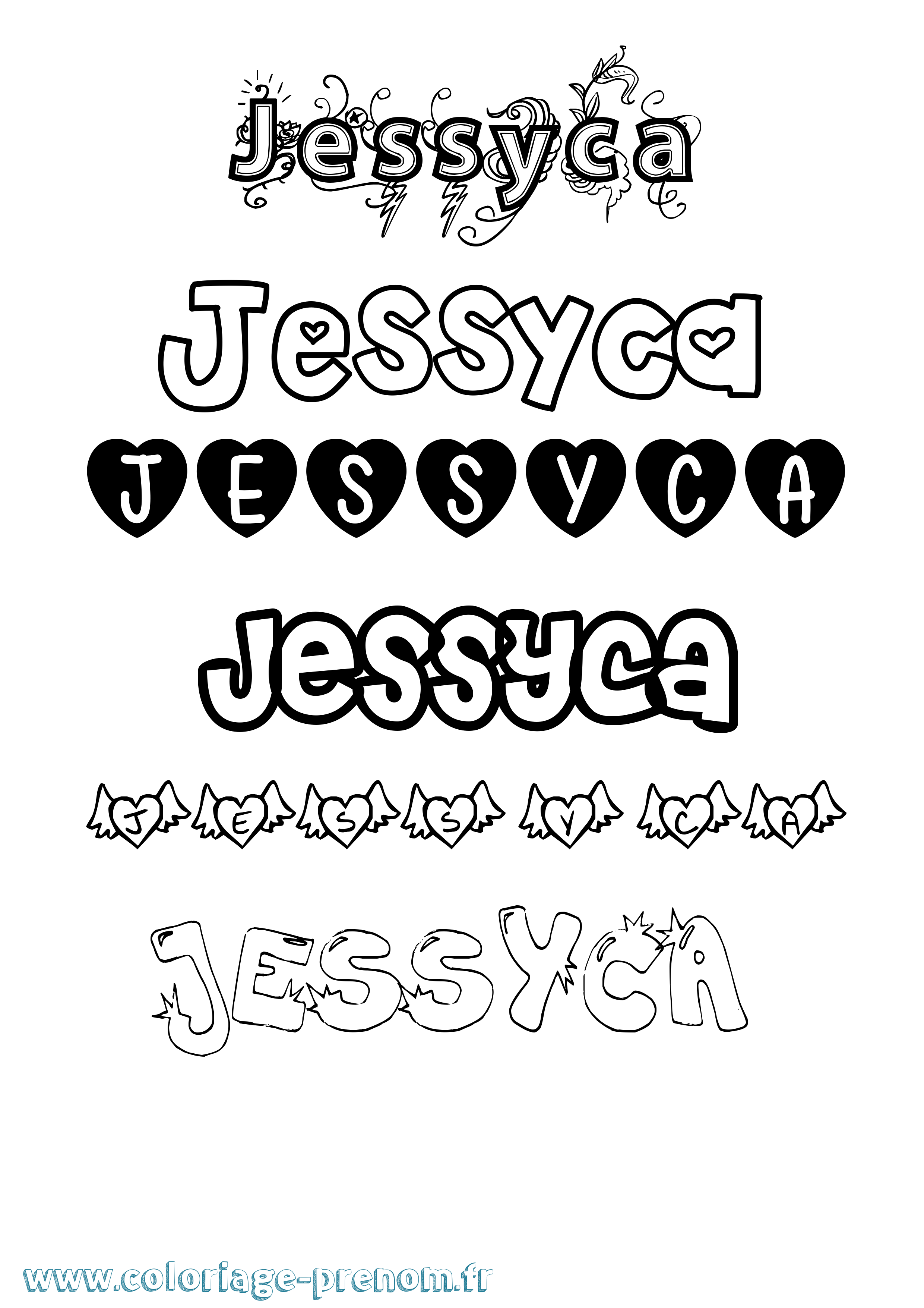 Coloriage Jessyca Girly Coloriage prénom Jessyca Girly