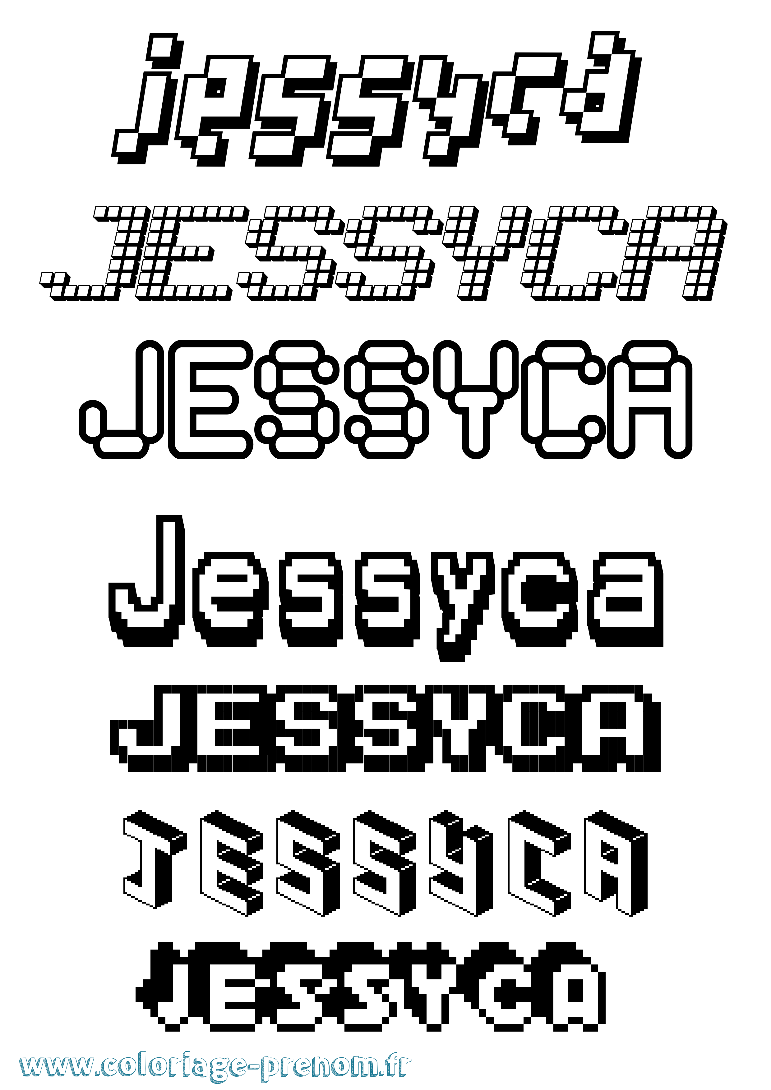 Coloriage Jessyca Pixel Coloriage prénom Jessyca Pixel
