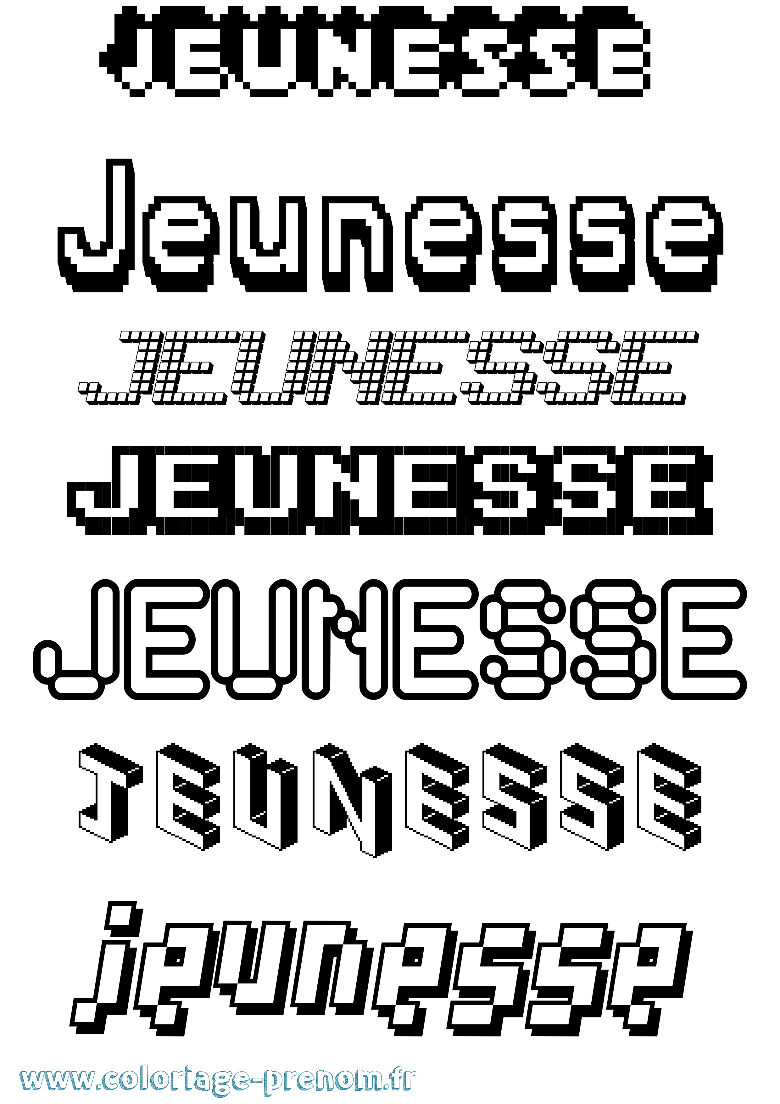 Coloriage Jeunesse Pixel Coloriage prénom Jeunesse Pixel