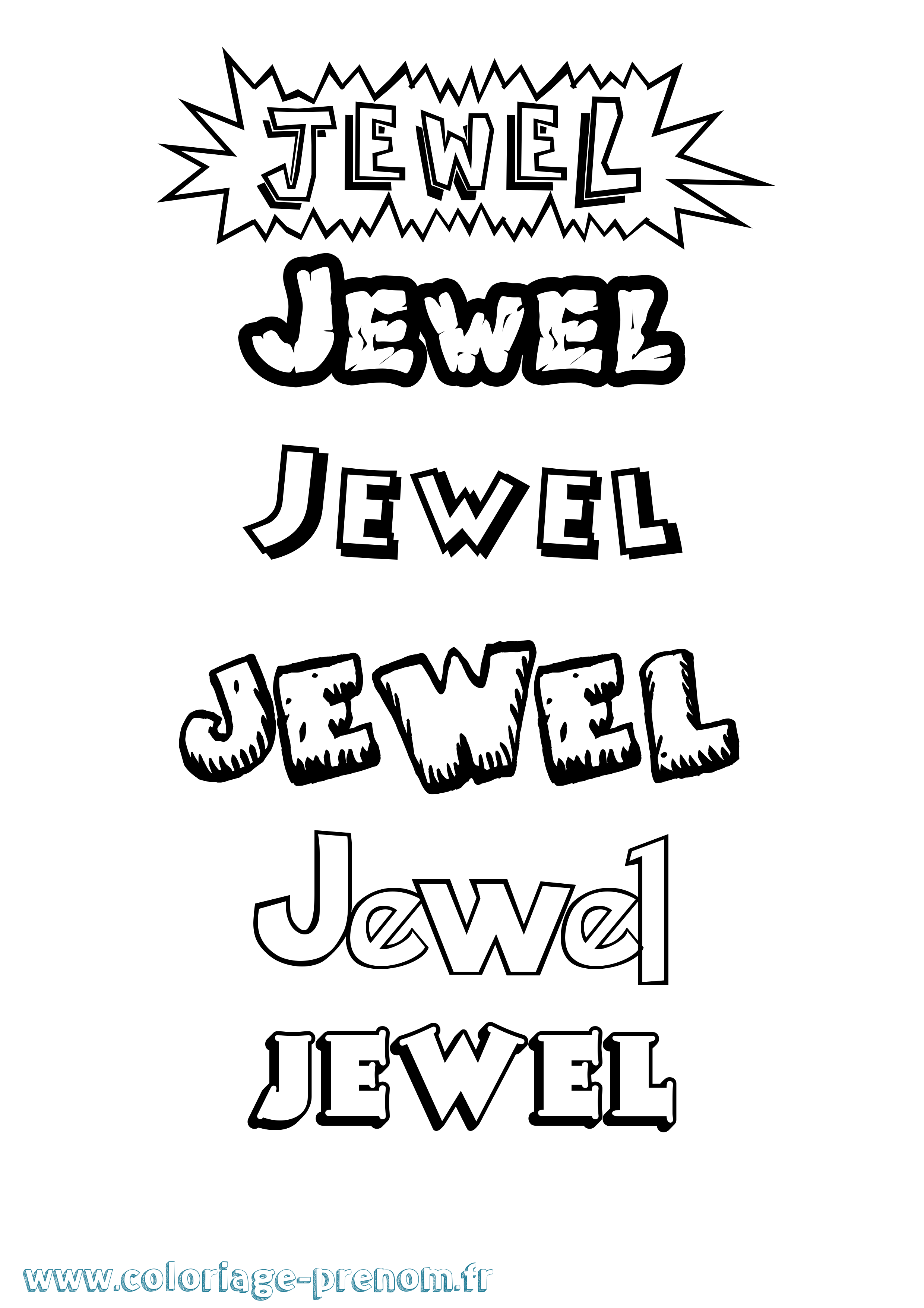 Coloriage Jewel Dessin Animé Coloriage prénom Jewel Dessin Animé