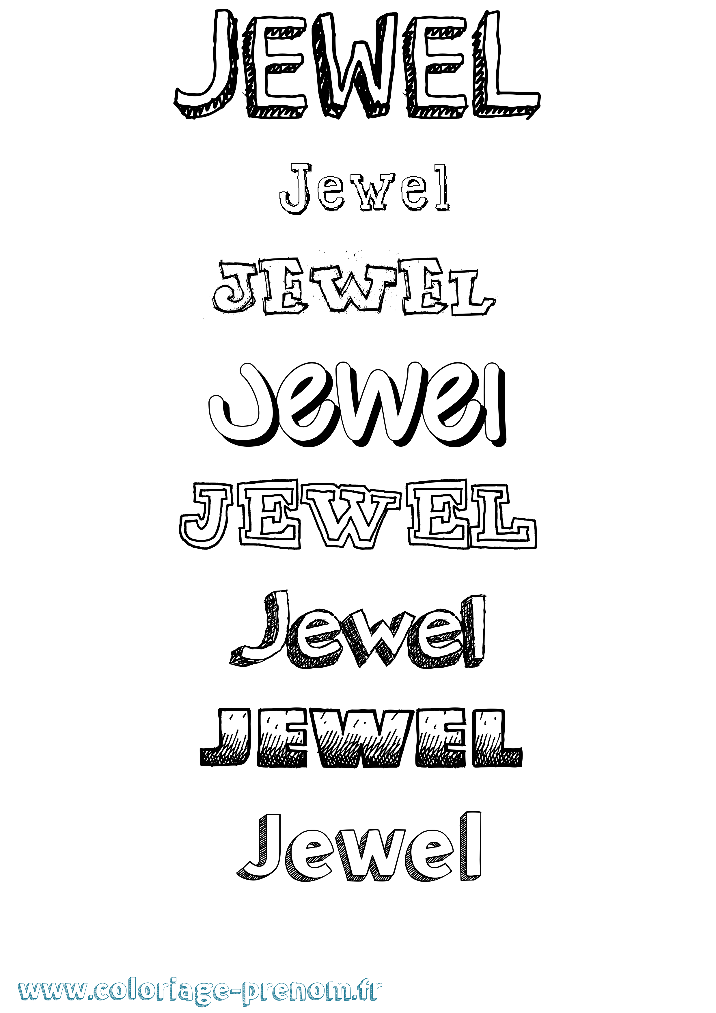 Coloriage Jewel Dessiné Coloriage prénom Jewel Dessiné
