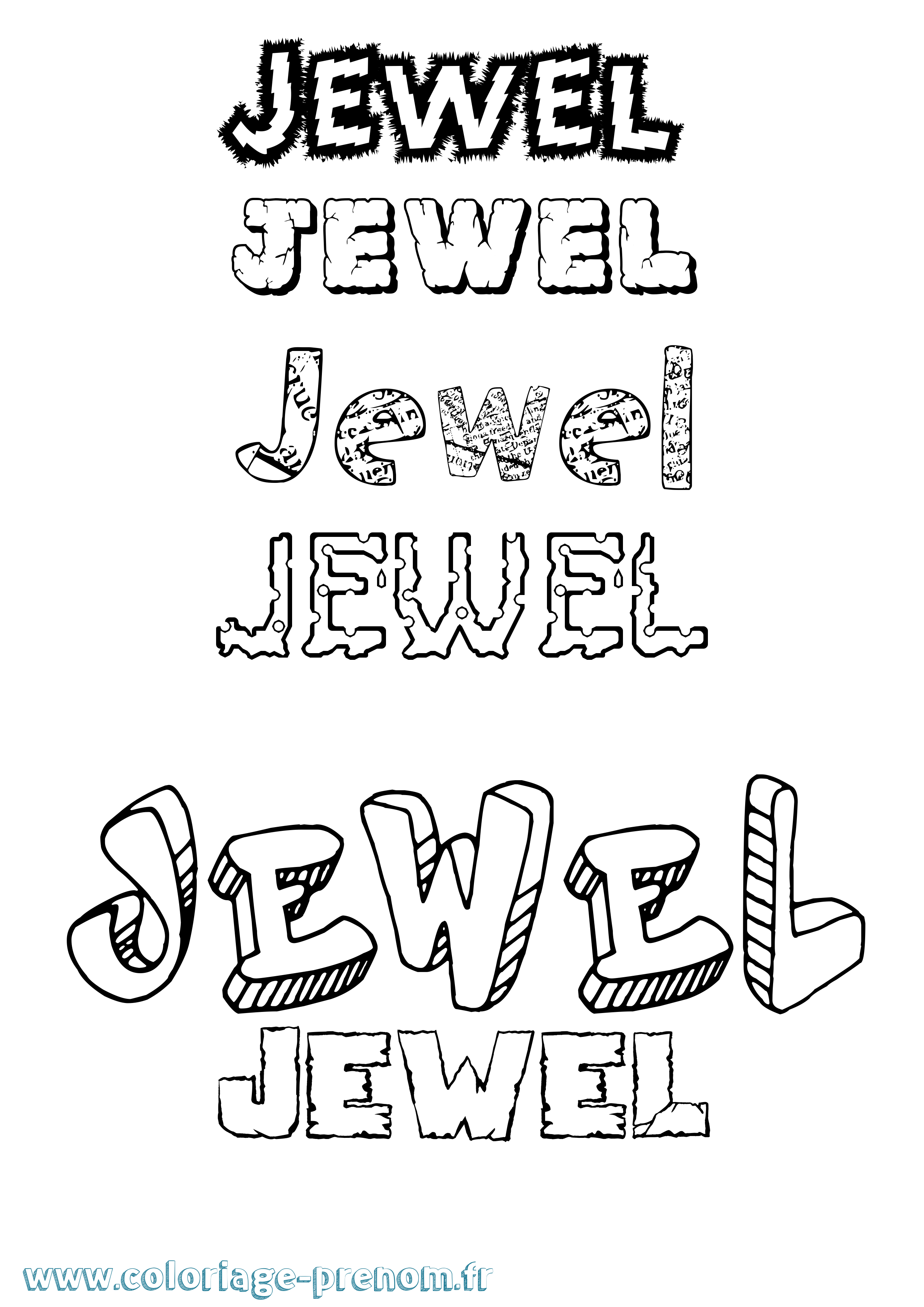 Coloriage Jewel Destructuré Coloriage prénom Jewel Destructuré