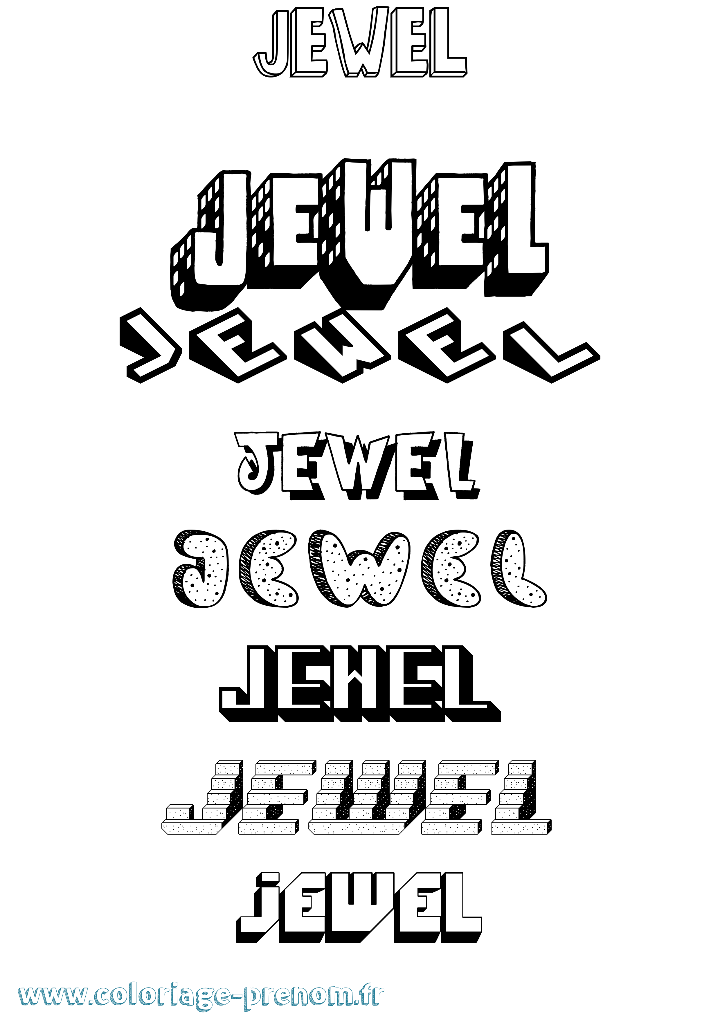 Coloriage Jewel Effet 3D Coloriage prénom Jewel Effet 3D