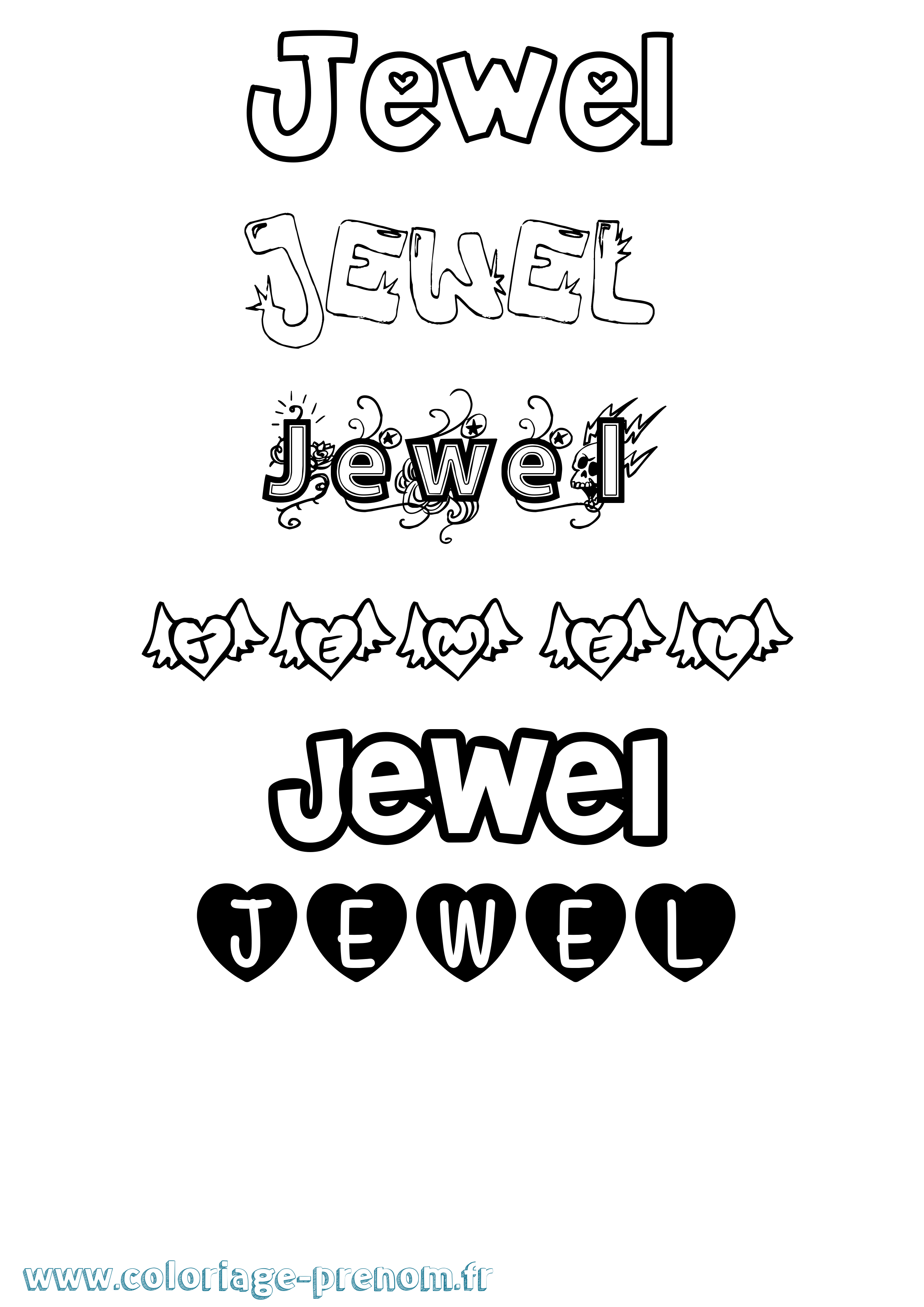 Coloriage Jewel Girly Coloriage prénom Jewel Girly