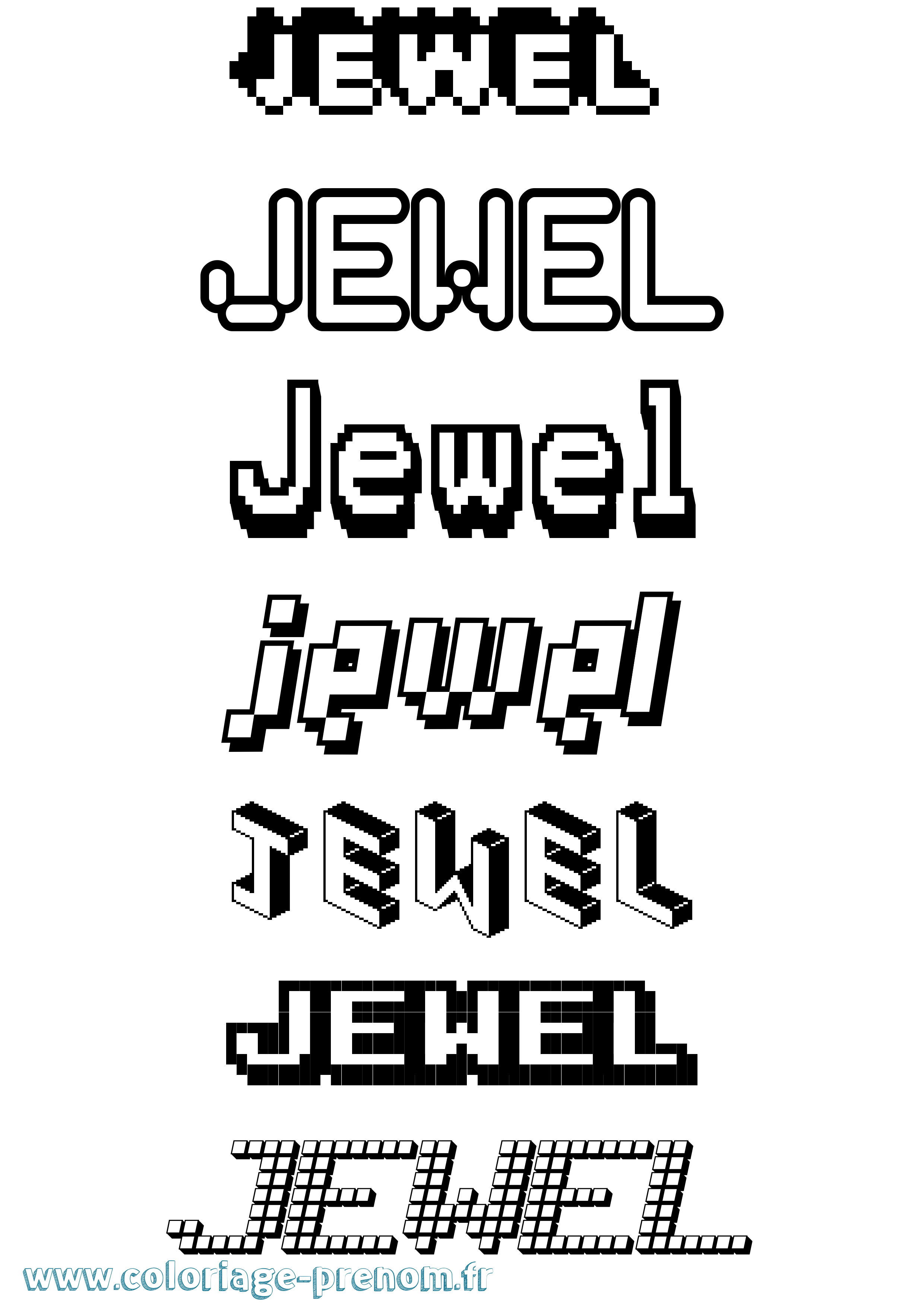 Coloriage Jewel Pixel Coloriage prénom Jewel Pixel