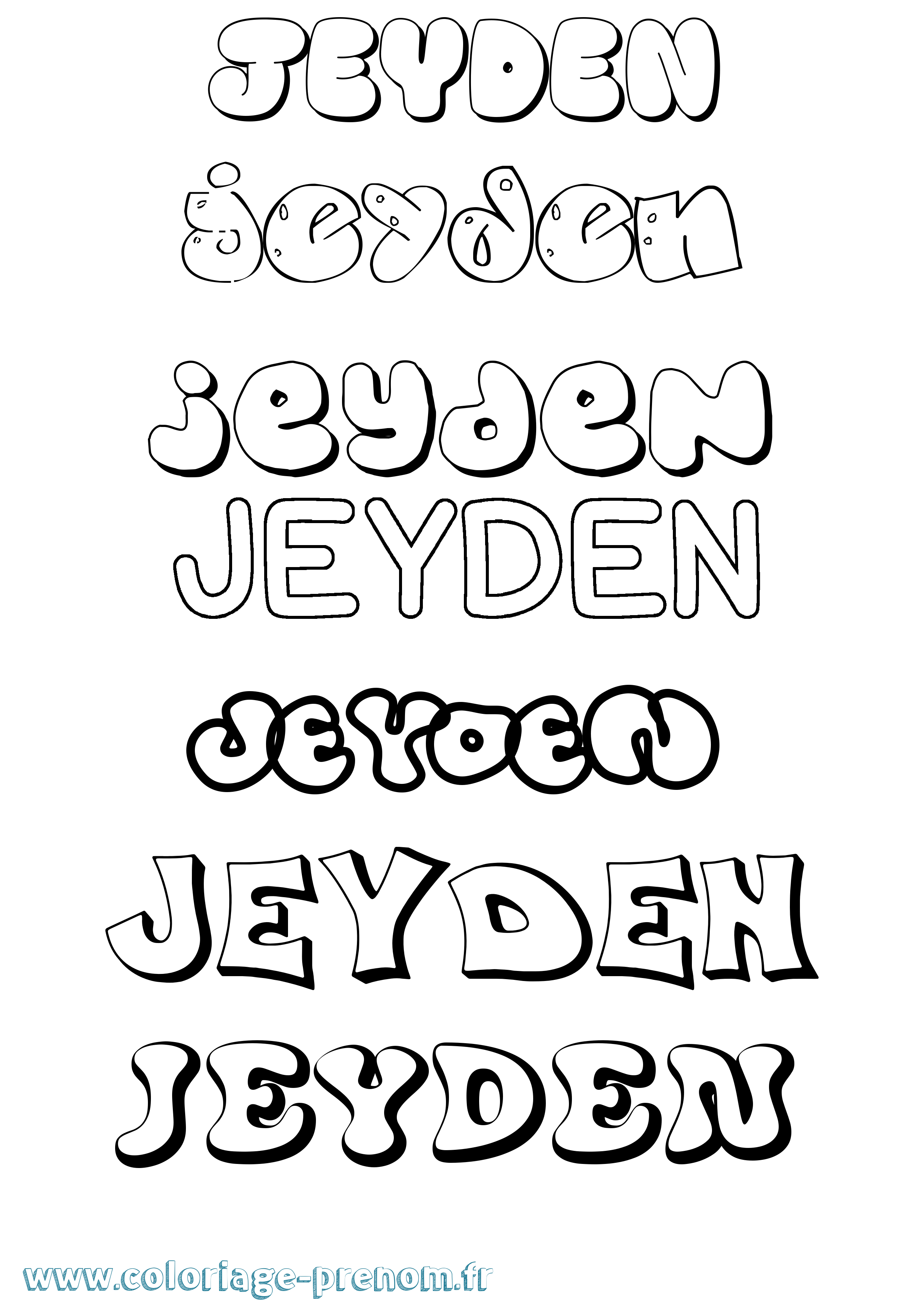 Coloriage Jeyden Bubble Coloriage prénom Jeyden Bubble