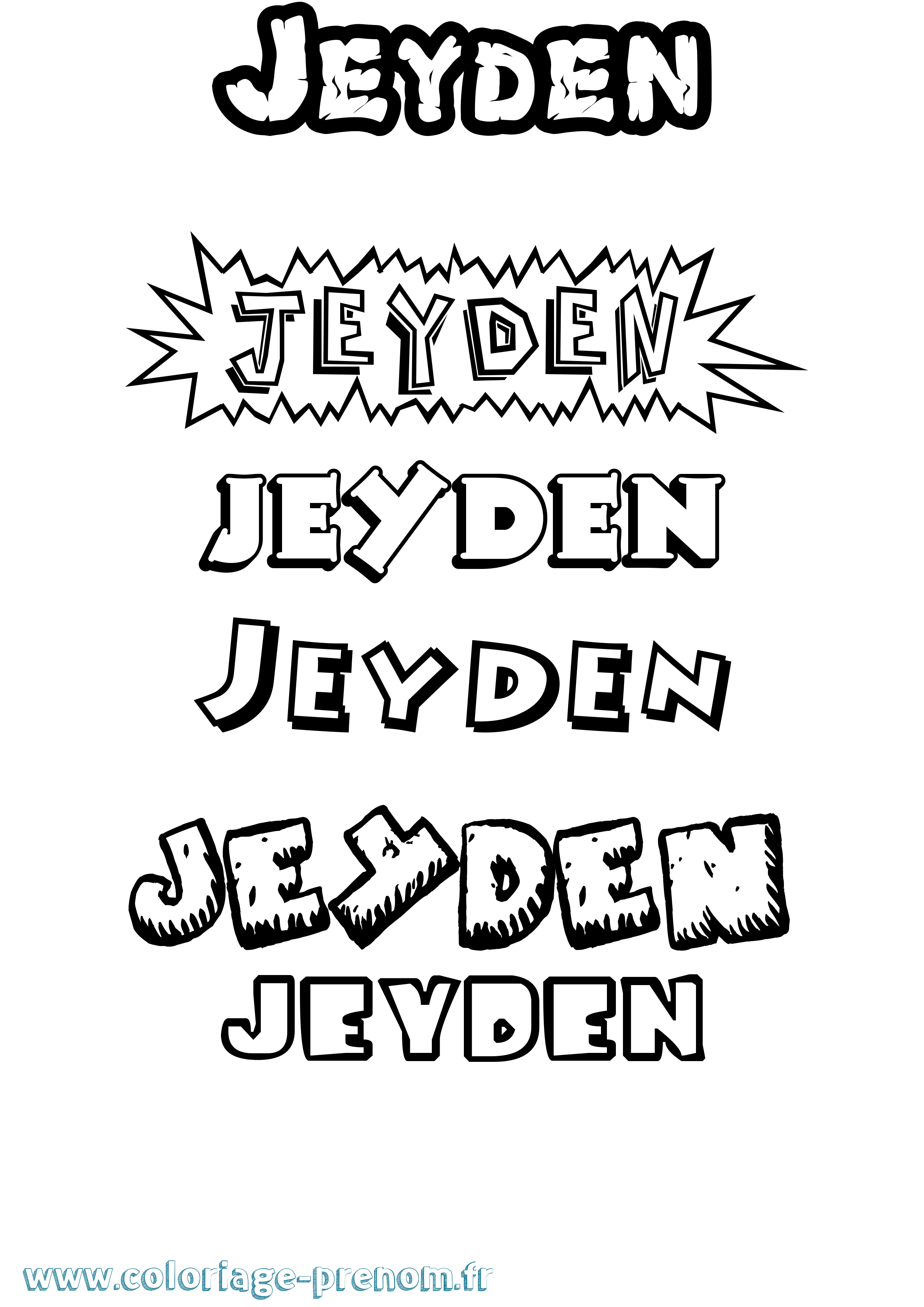 Coloriage Jeyden Dessin Animé Coloriage prénom Jeyden Dessin Animé