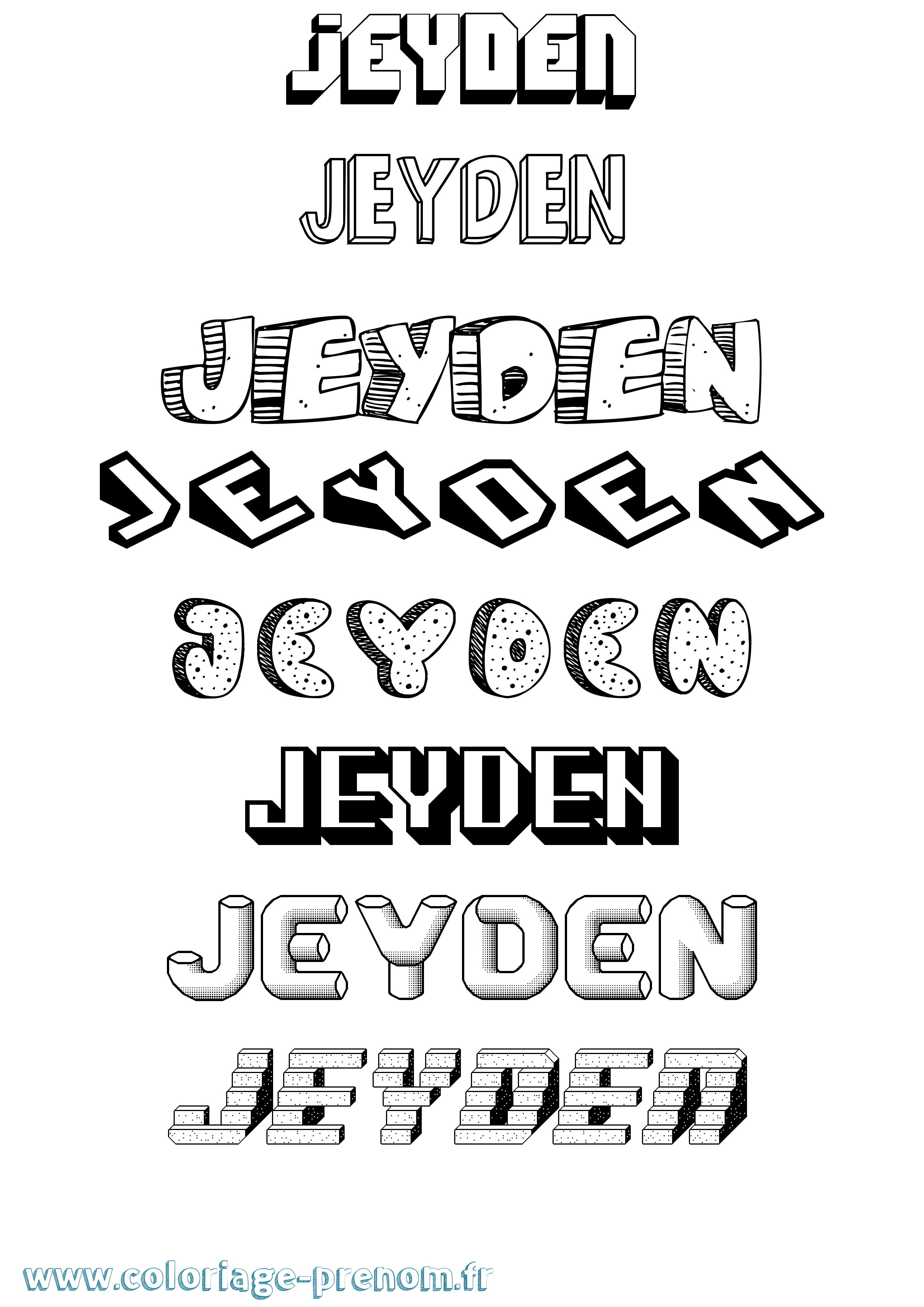 Coloriage Jeyden Effet 3D Coloriage prénom Jeyden Effet 3D