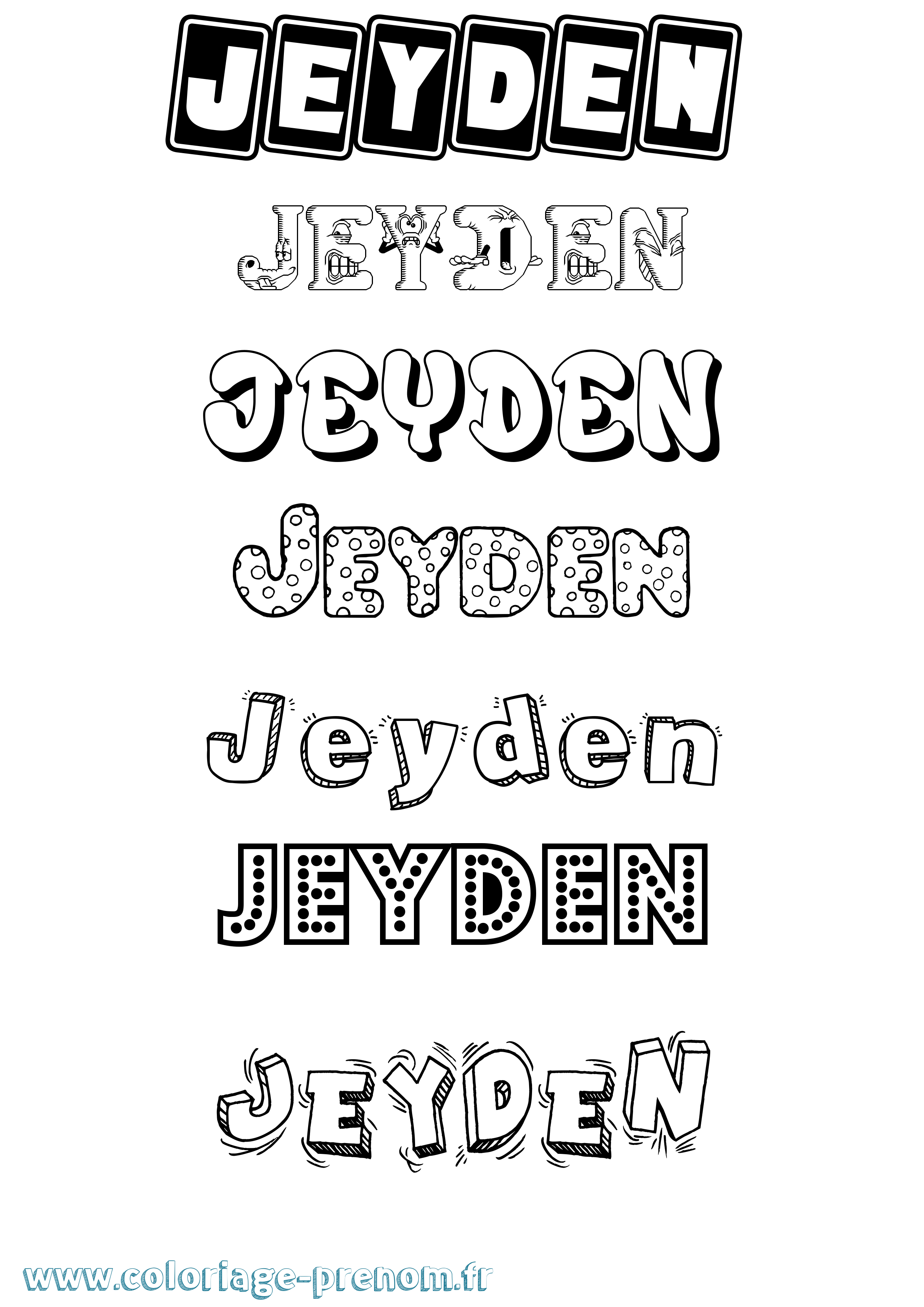 Coloriage Jeyden Fun Coloriage prénom Jeyden Fun