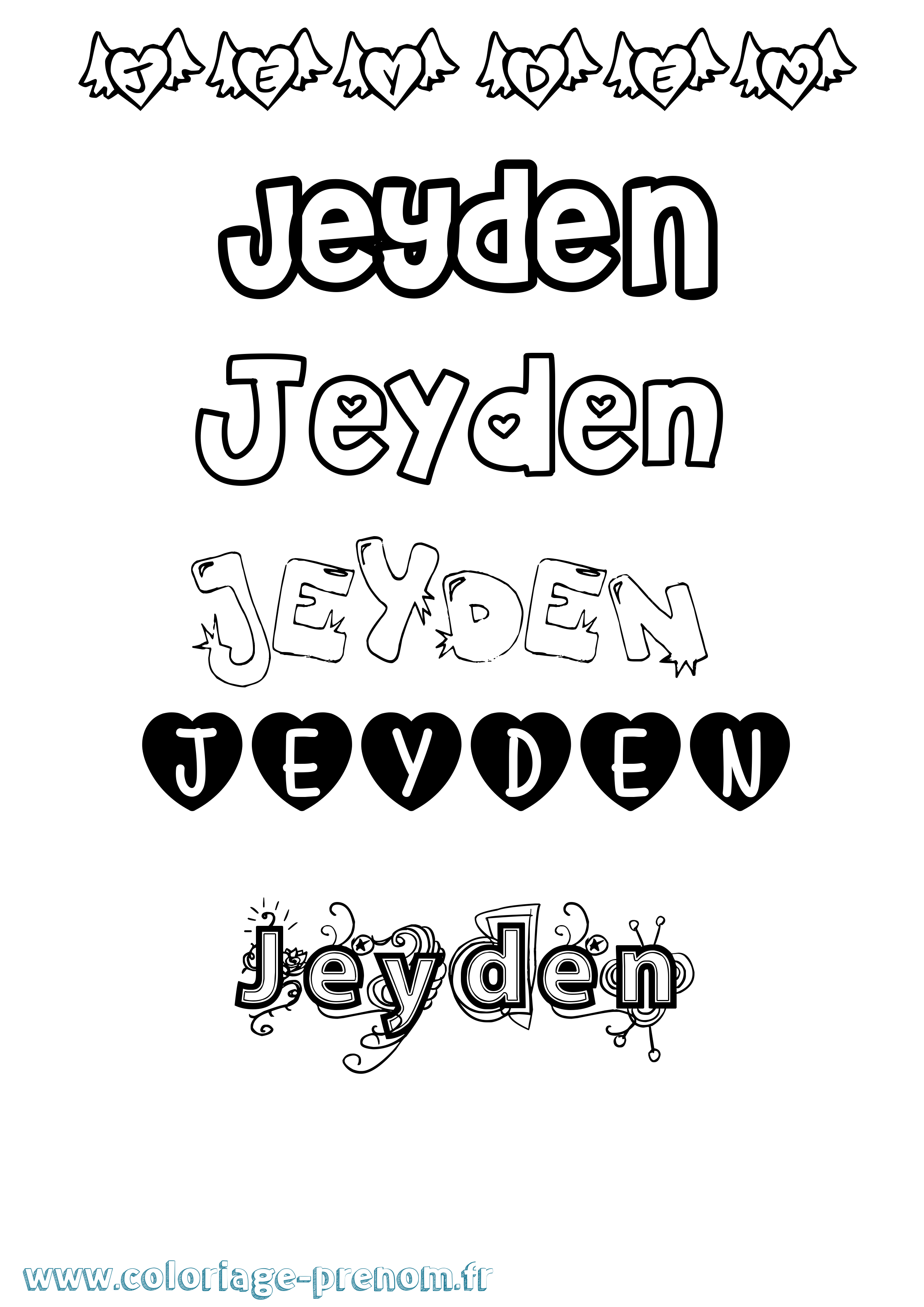 Coloriage Jeyden Girly Coloriage prénom Jeyden Girly