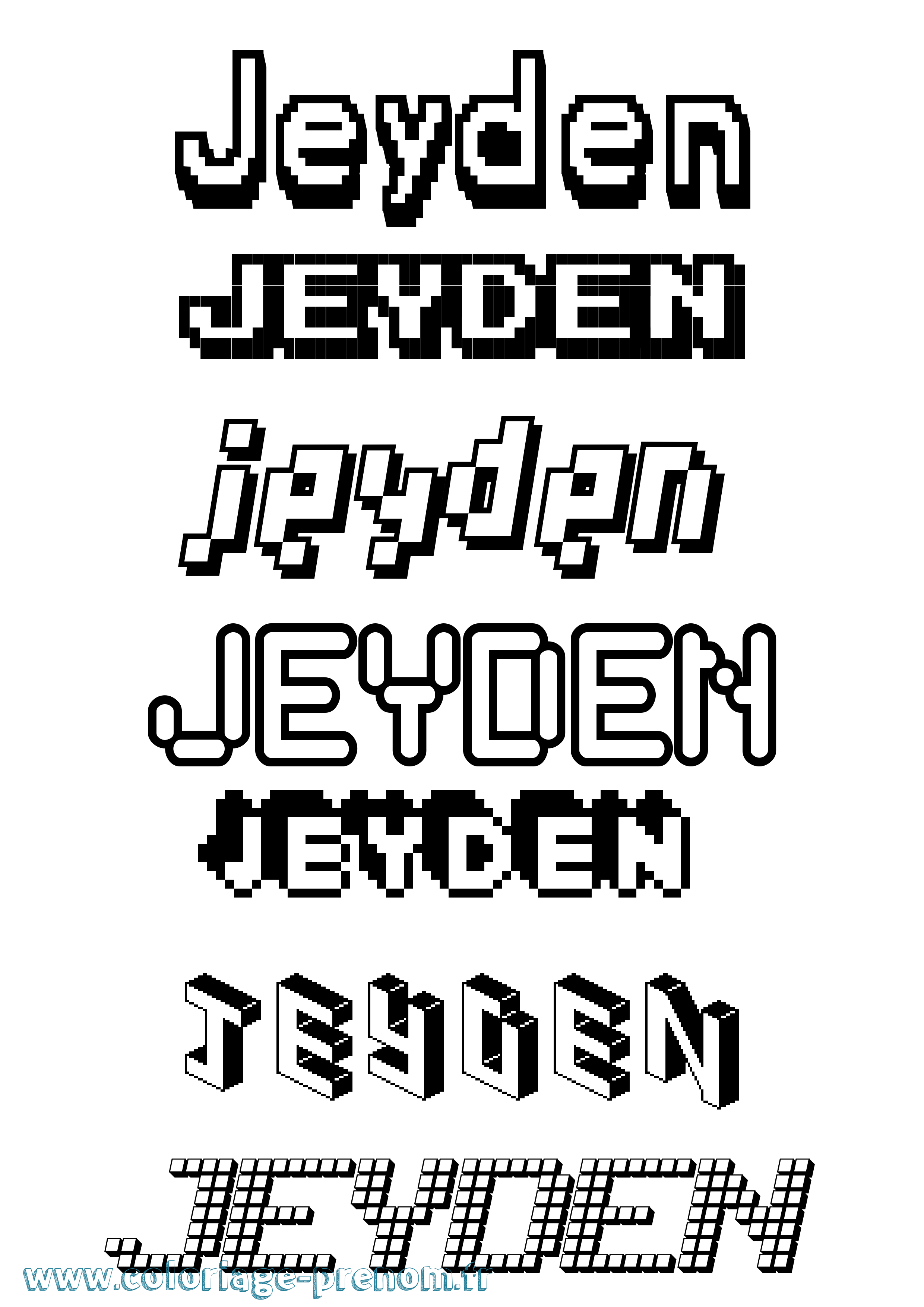 Coloriage Jeyden Pixel Coloriage prénom Jeyden Pixel