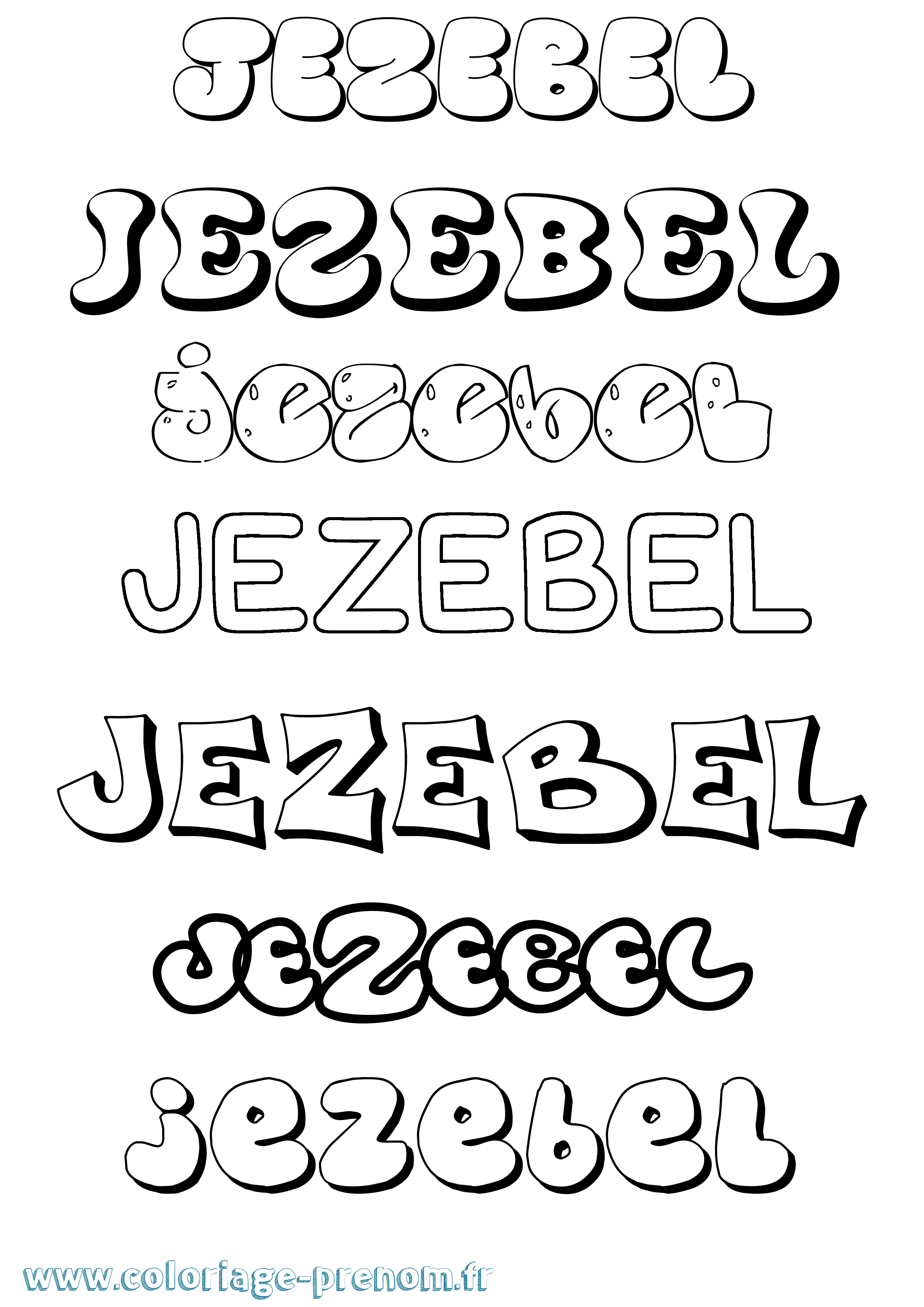 Coloriage Jezebel Bubble Coloriage prénom Jezebel Bubble