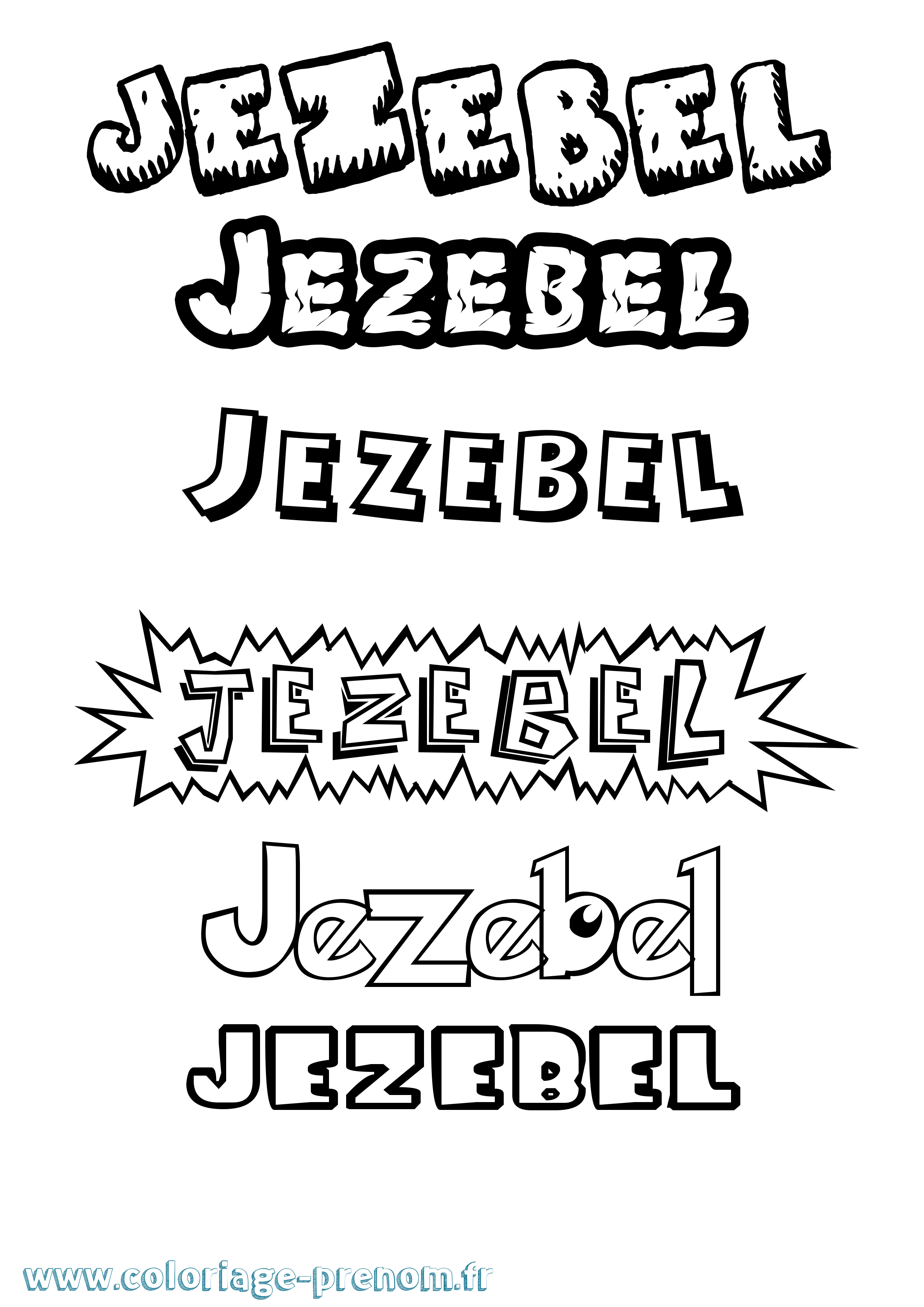 Coloriage Jezebel Dessin Animé Coloriage prénom Jezebel Dessin Animé
