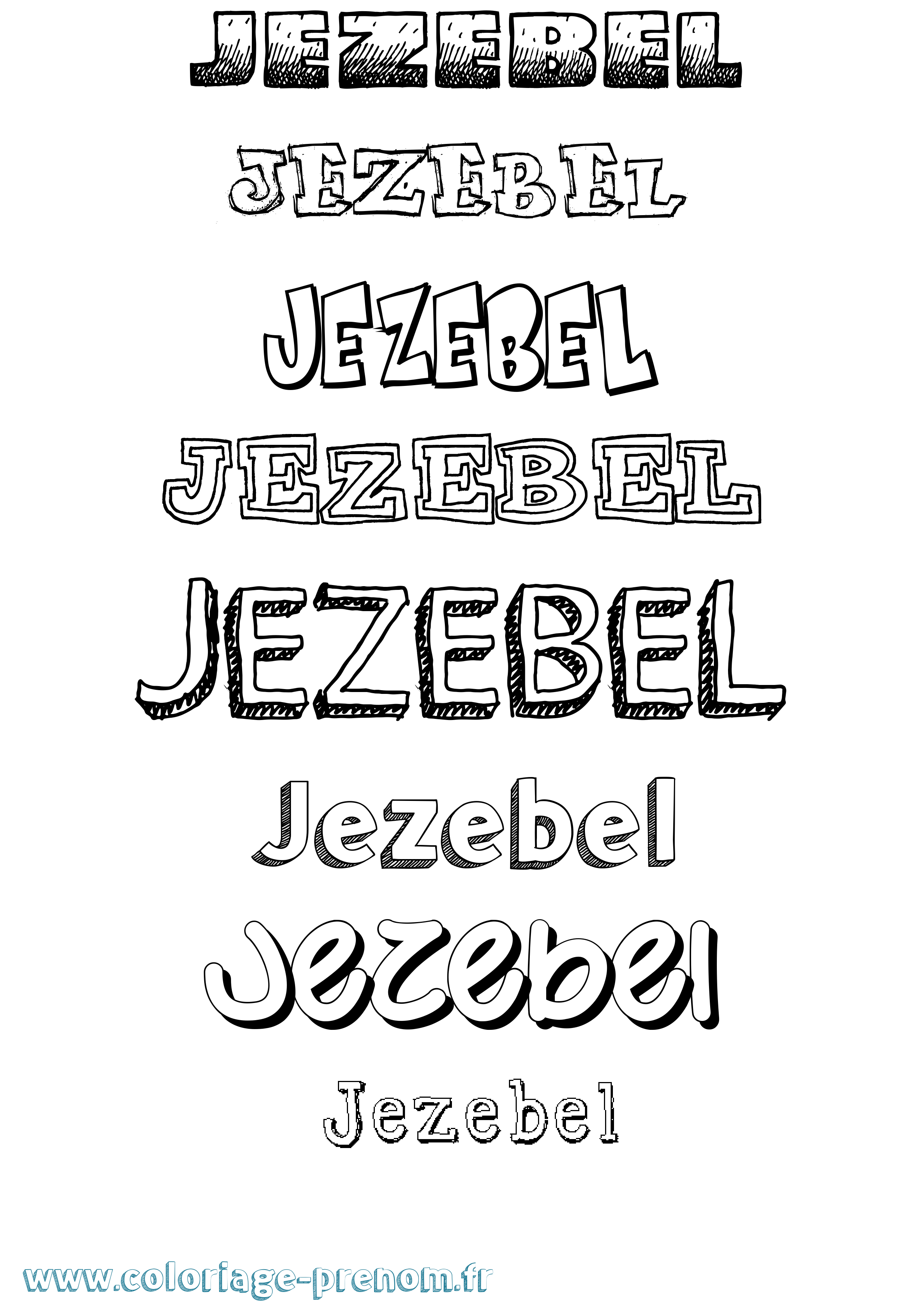 Coloriage Jezebel Dessiné Coloriage prénom Jezebel Dessiné