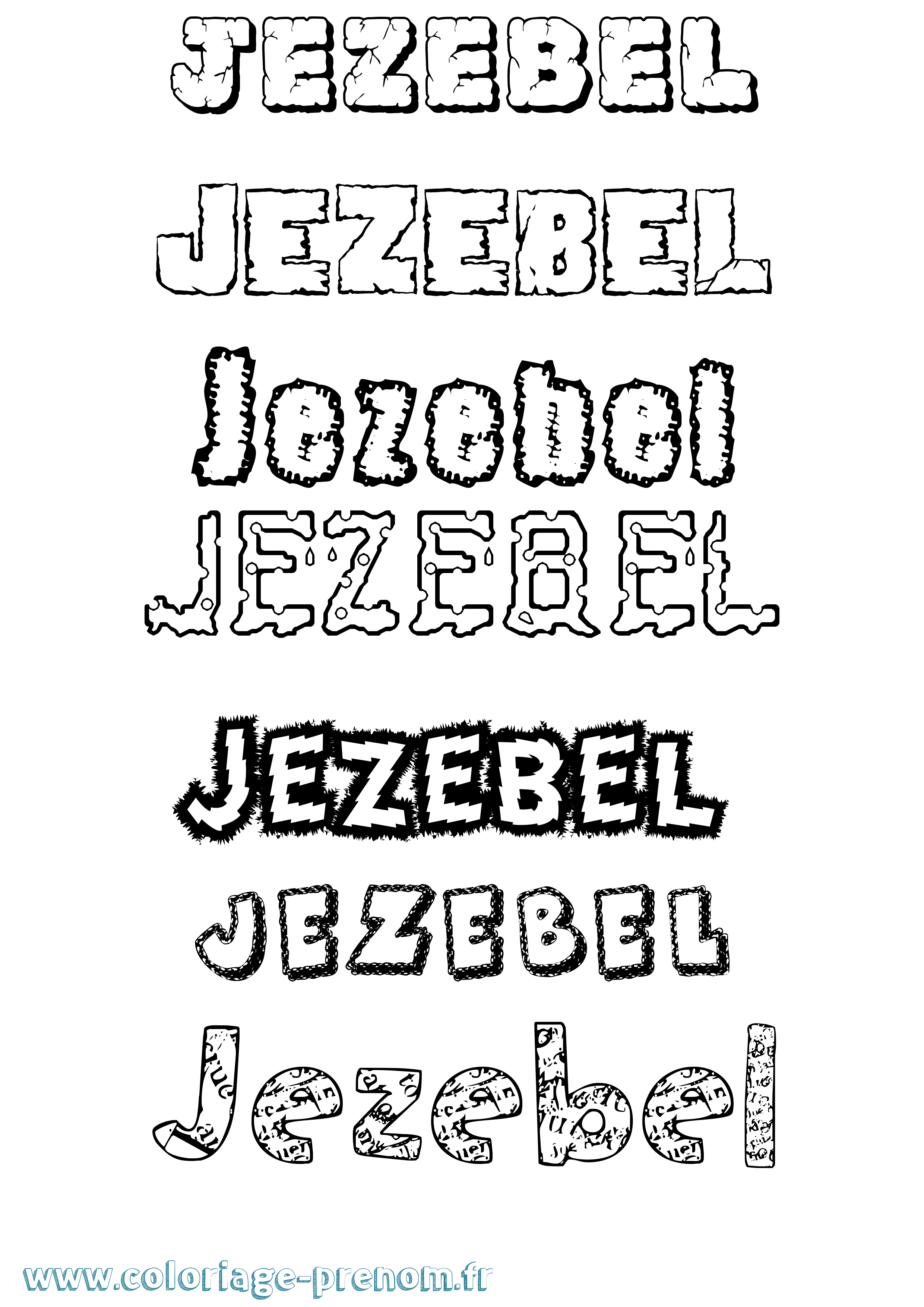 Coloriage Jezebel Destructuré Coloriage prénom Jezebel Destructuré